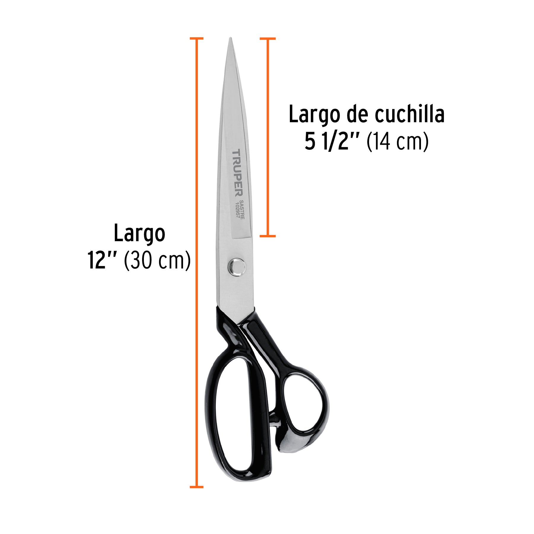Tijera 12" para sastre, acabado satinado, TRUPER