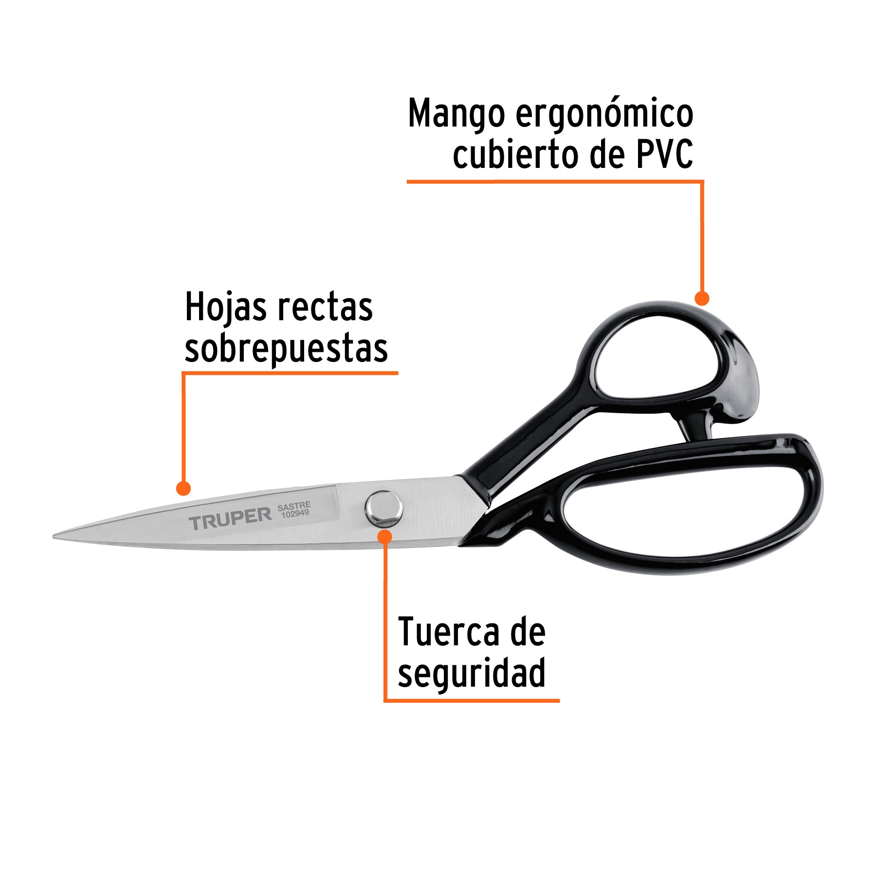 Tijera 8" para sastre, acabado satinado, TRUPER