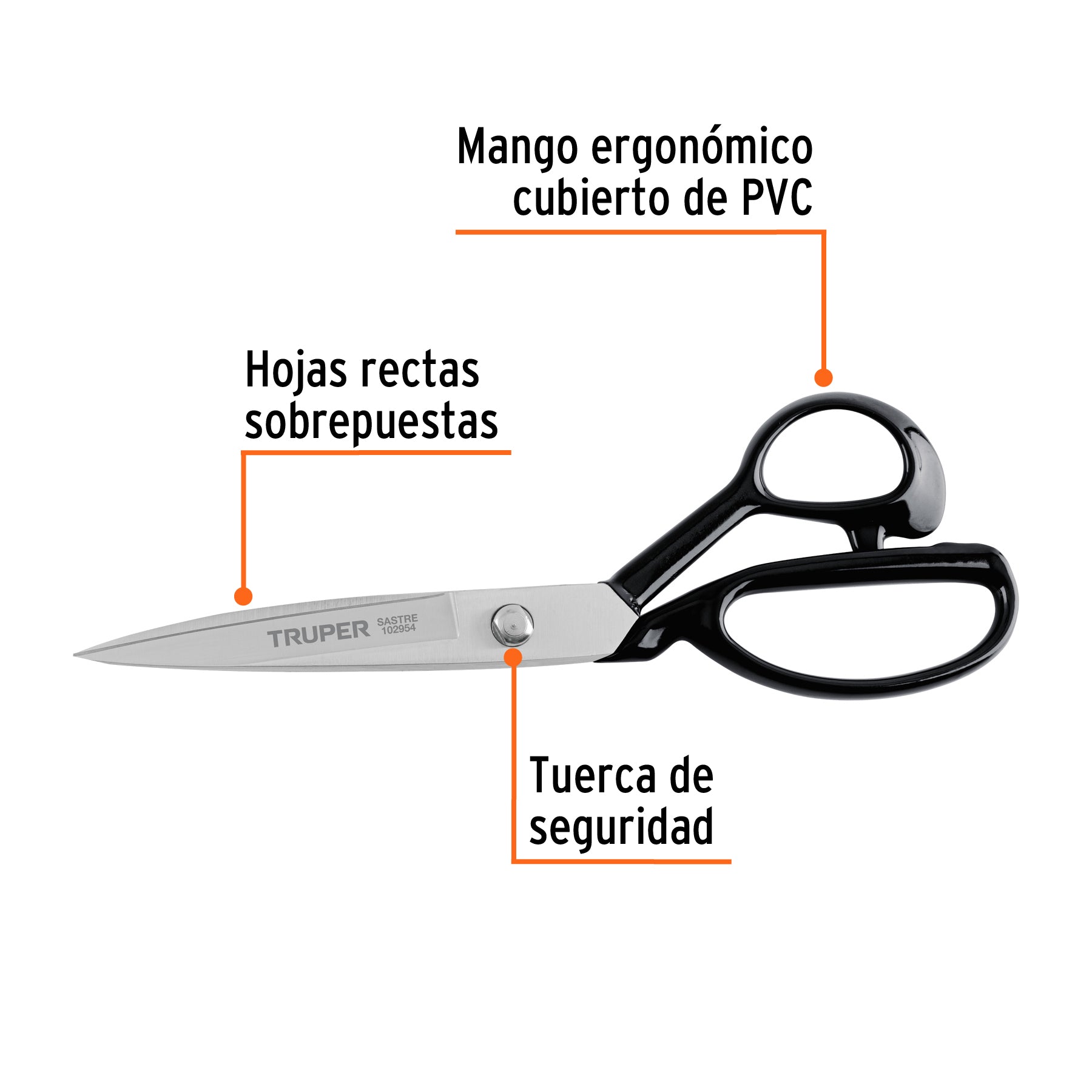 Tijera 9" para sastre, acabado satinado, TRUPER