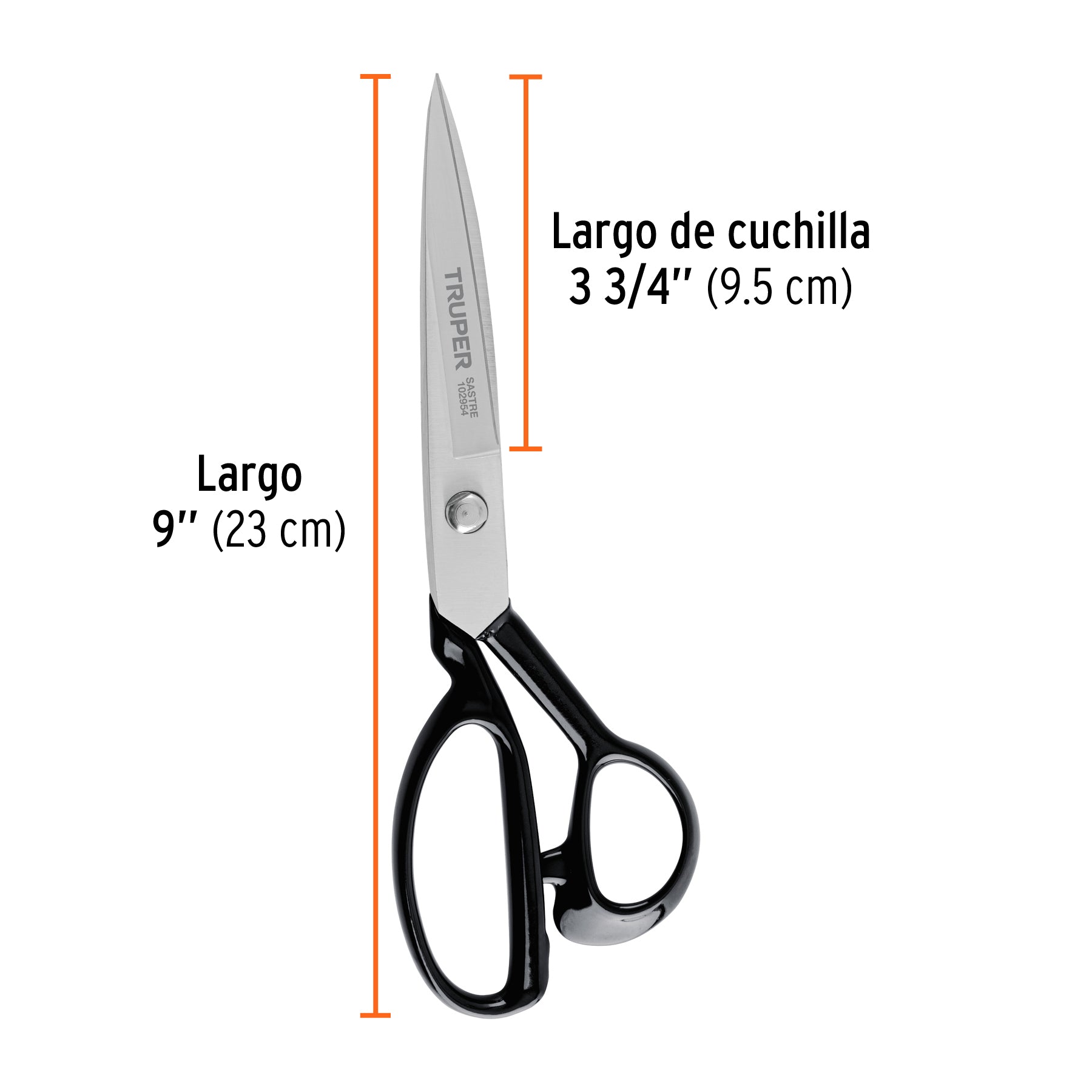 Tijera 9" para sastre, acabado satinado, TRUPER
