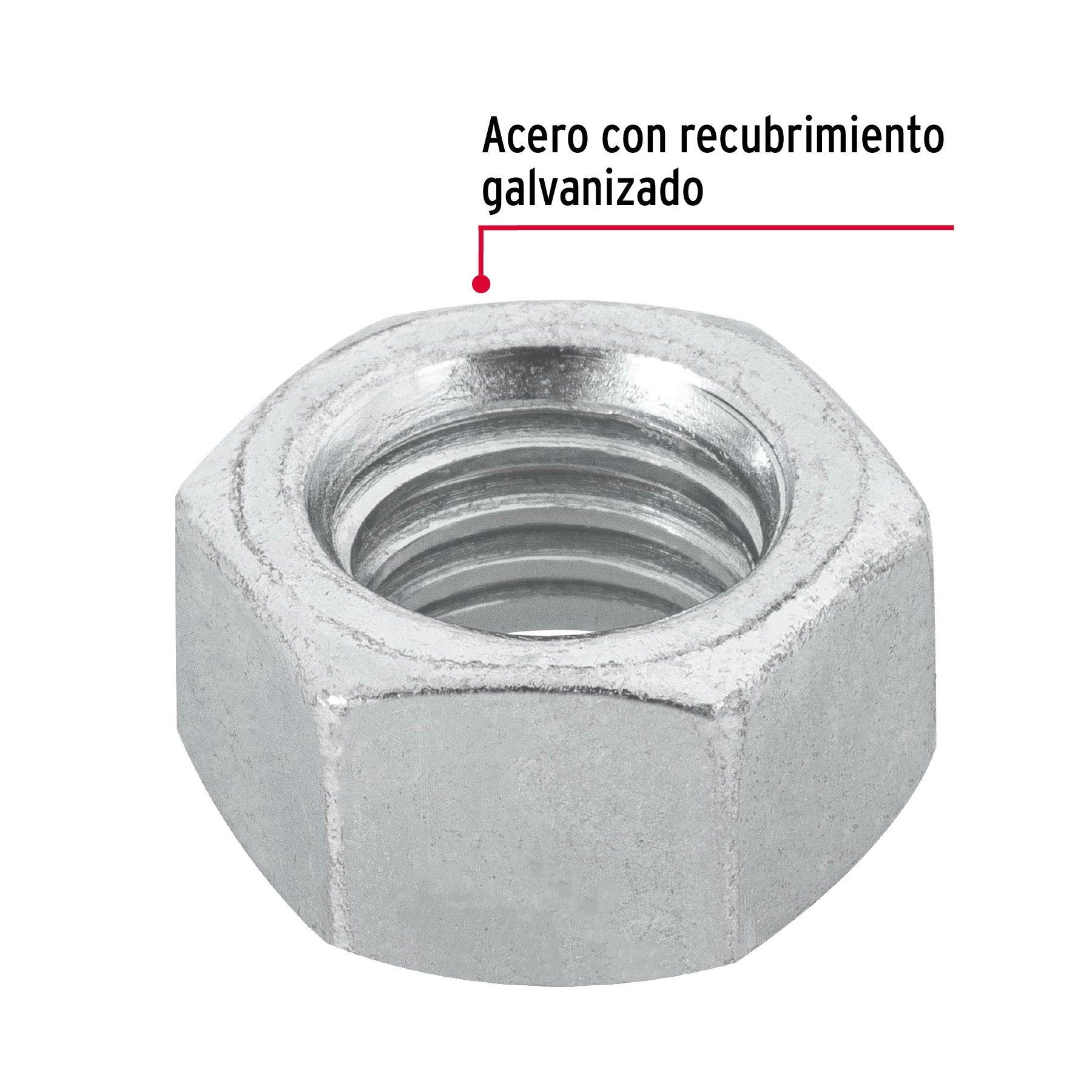 Blíster con 6 tuercas 1/2" hex de acero galvanizado, FIERO