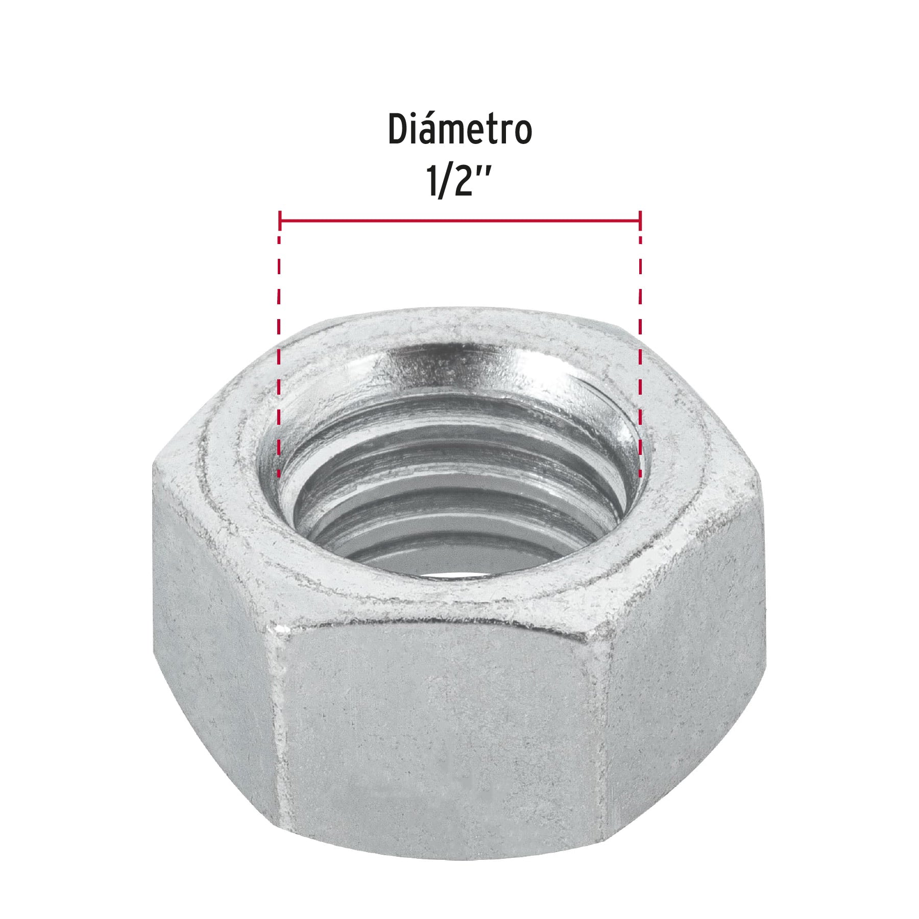 Blíster con 6 tuercas 1/2" hex de acero galvanizado, FIERO