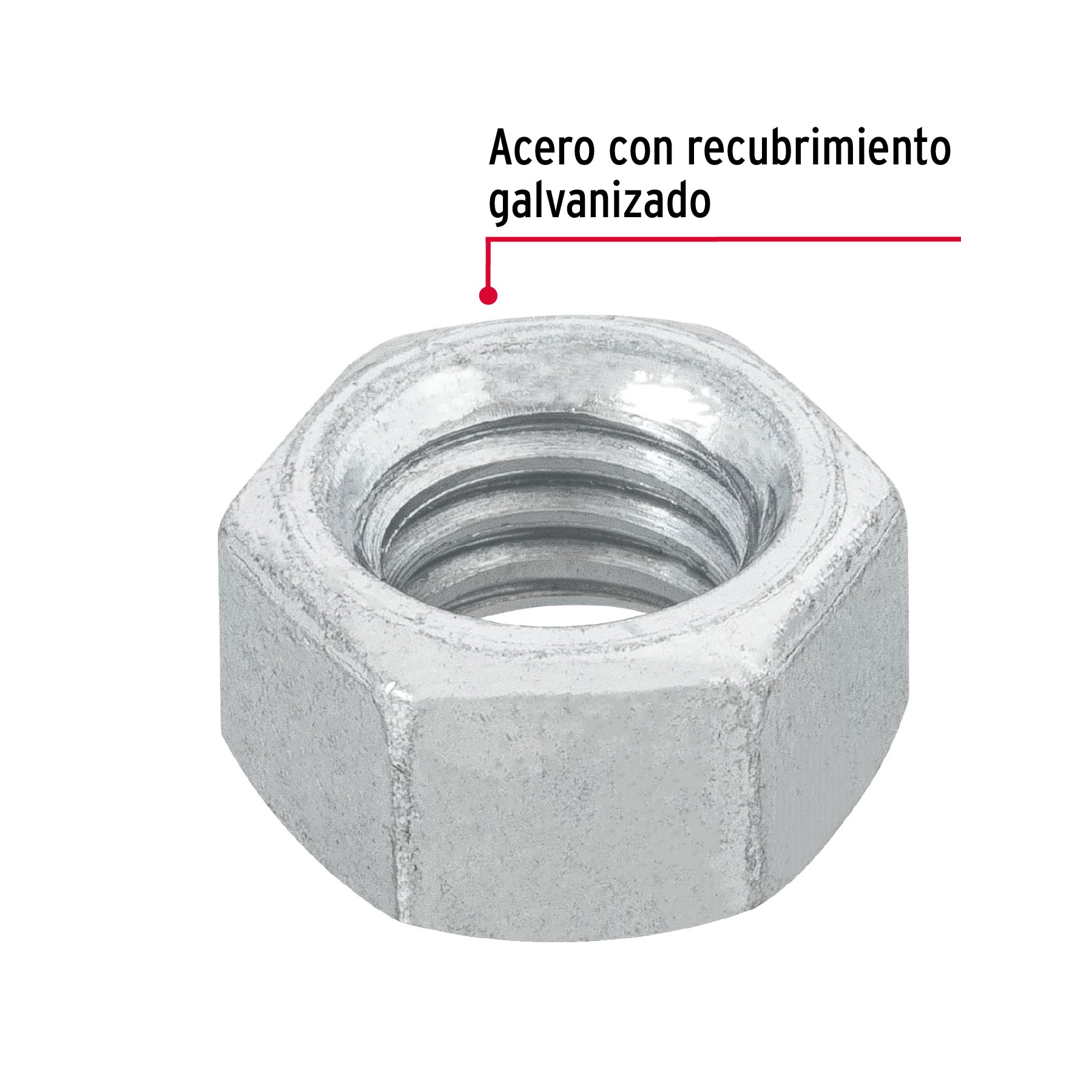 Blíster con 12 tuercas 3/8" hex de acero galvanizado, FIERO