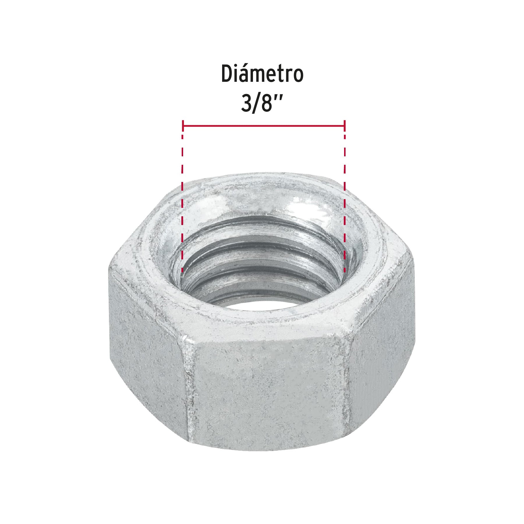 Blíster con 12 tuercas 3/8" hex de acero galvanizado, FIERO
