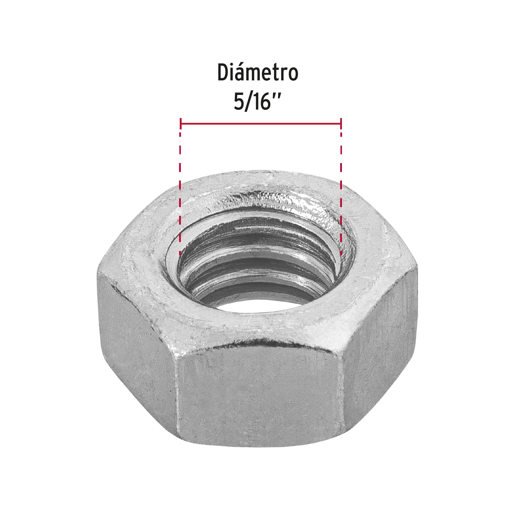 Blíster con 20 tuercas 5/16" hex de acero galvanizado, FIERO