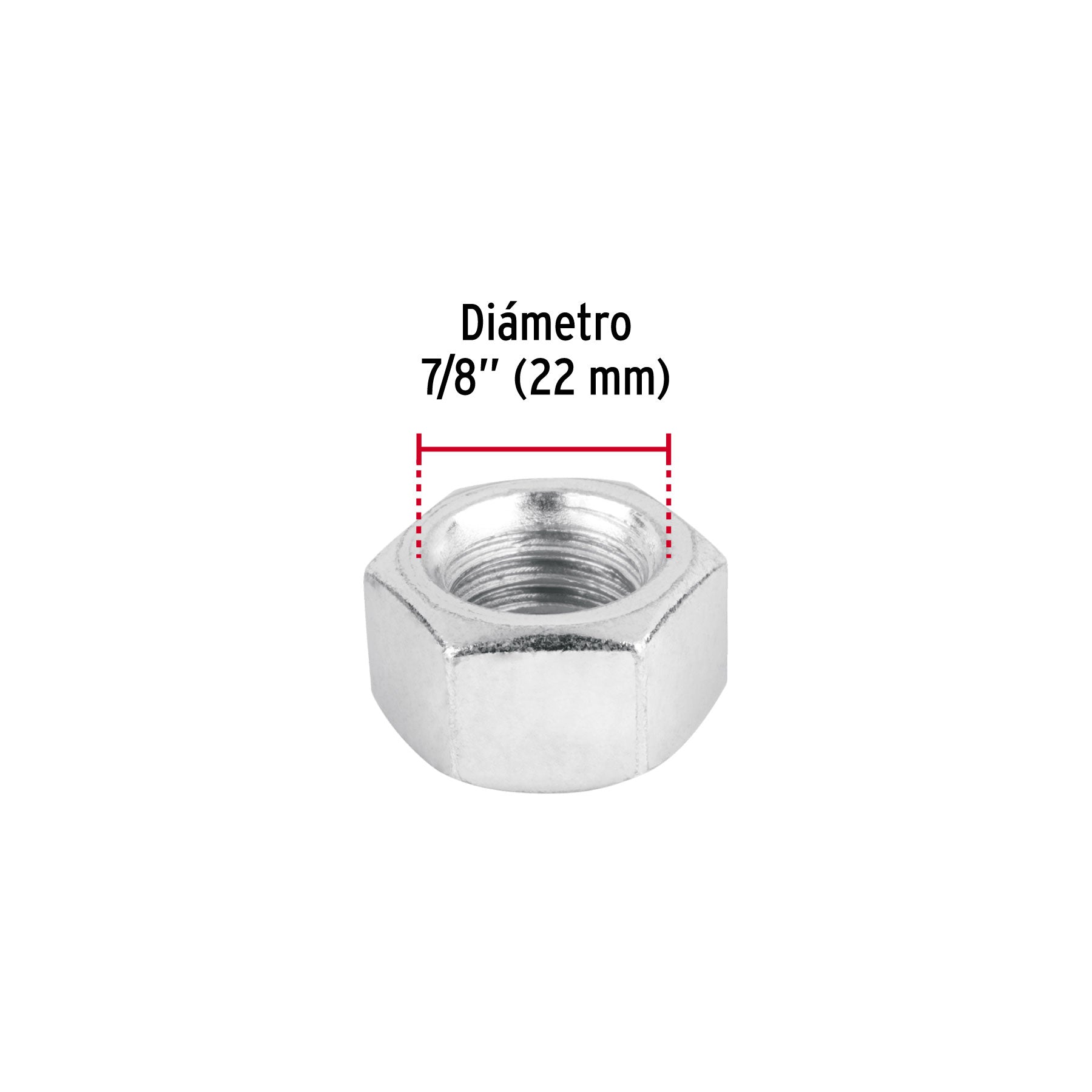Bolsa con 8 tuercas 7/8" hexagonales de acero galvanizado