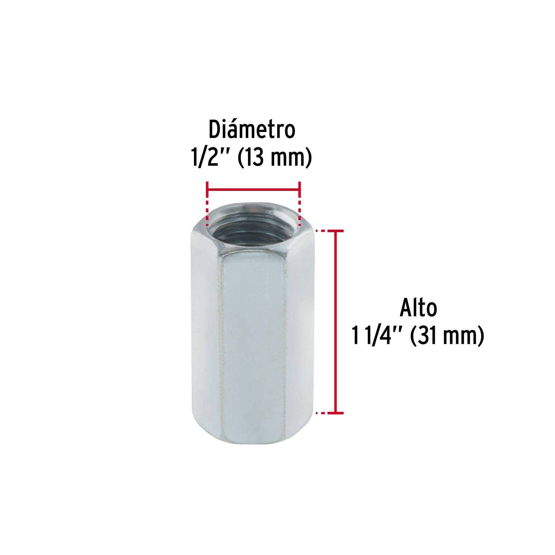 Bolsa con 5 tuercas cople, 1/2" acero galvanizado , FIERO