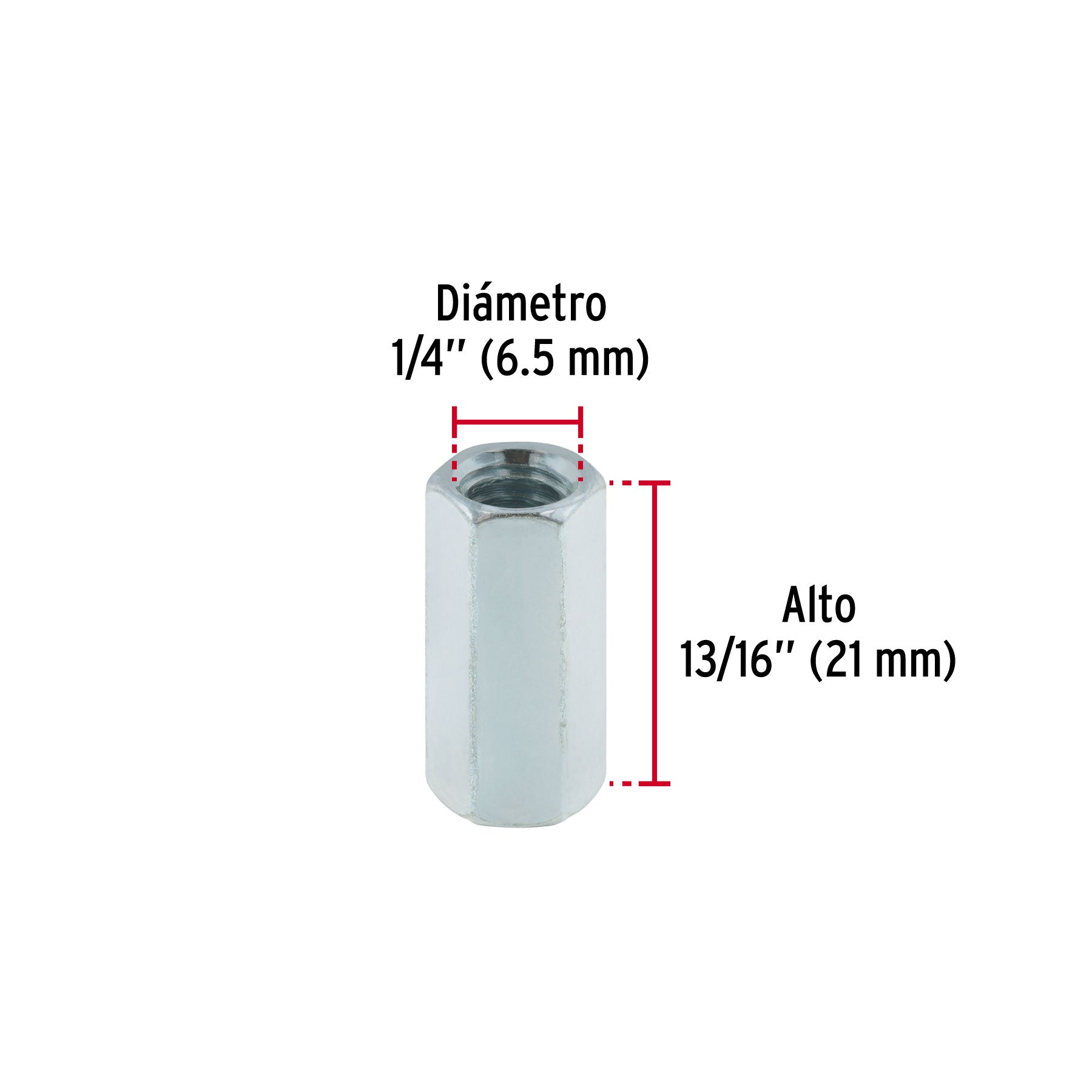 Bolsa con 5 tuercas cople, 1/4" acero galvanizado , FIERO