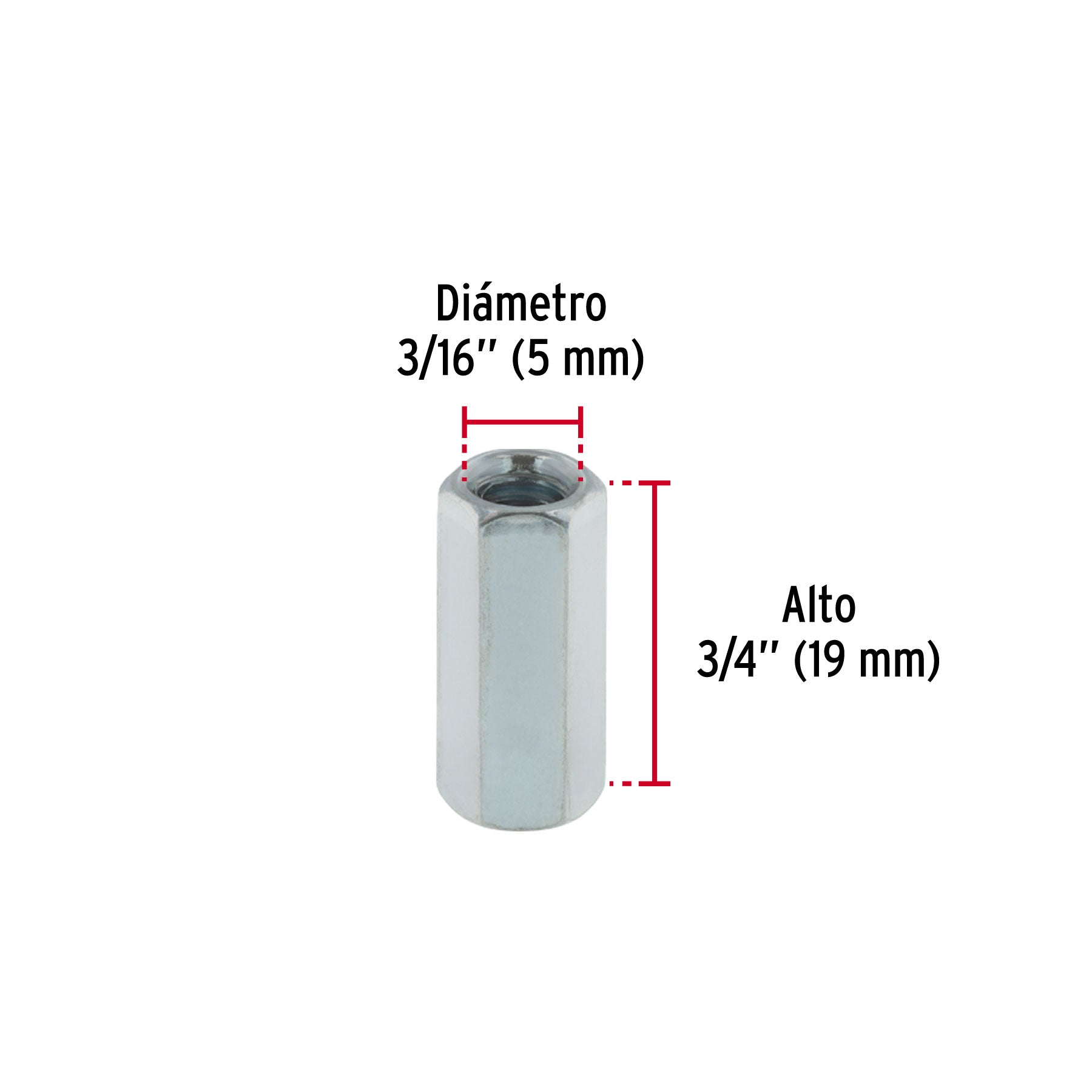 Bolsa con 5 tuercas cople, 3/16" acero galvanizado , FIERO