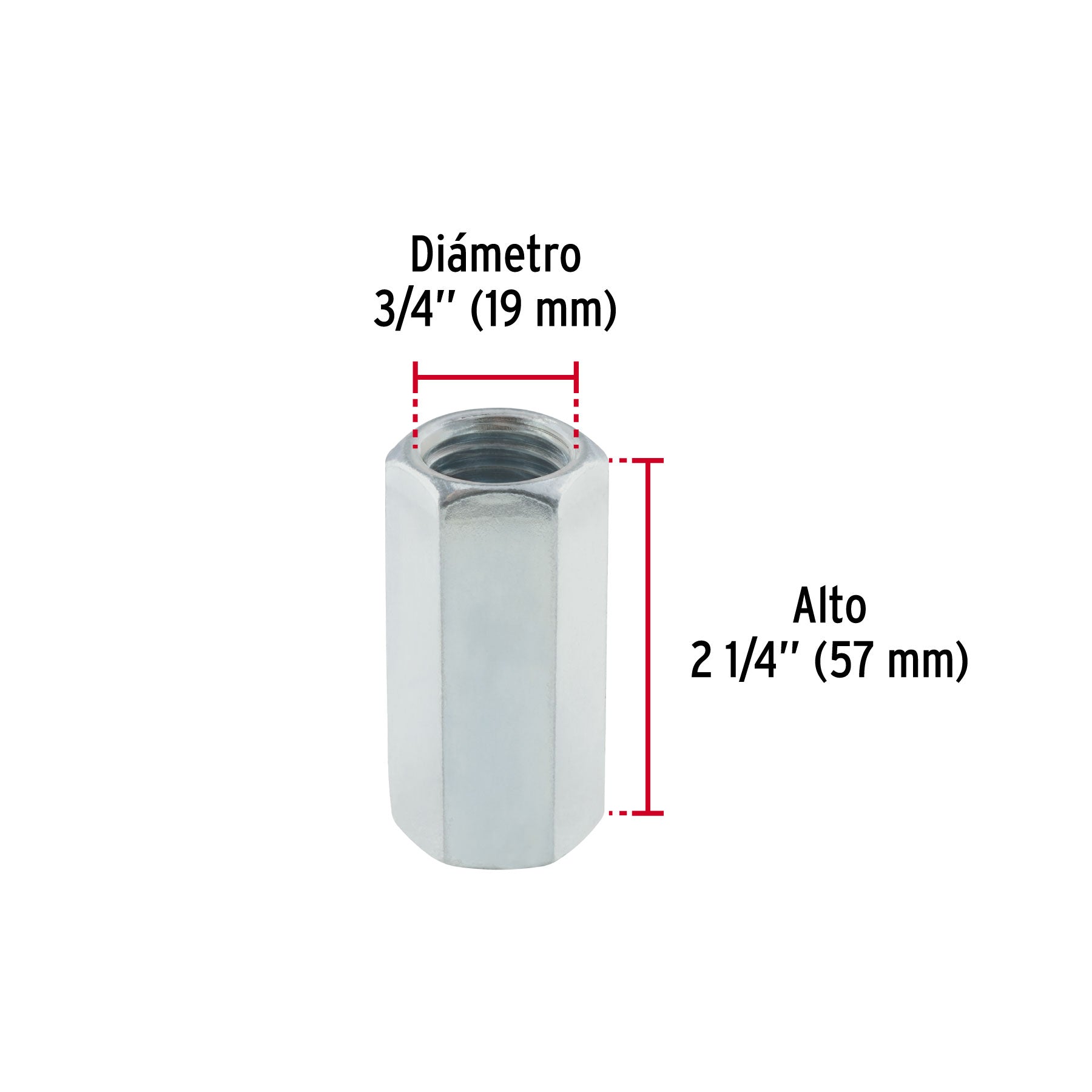Bolsa con 2 tuercas cople, 3/4" acero galvanizado , FIERO