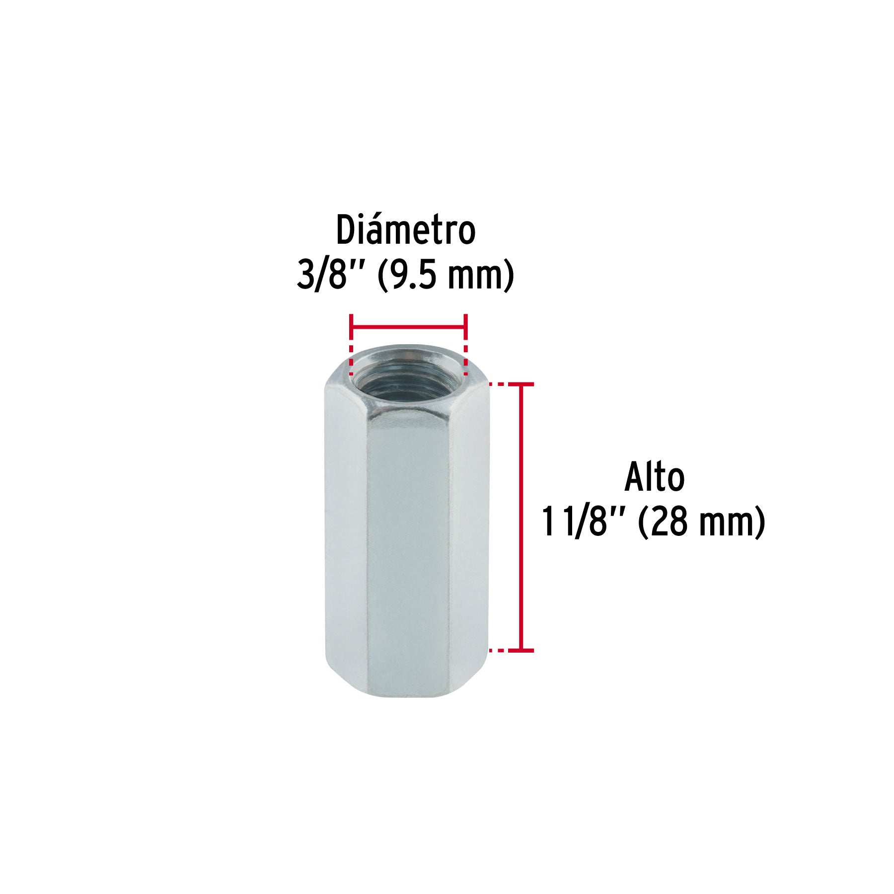 Bolsa con 5 tuercas cople, 3/8" acero galvanizado , FIERO