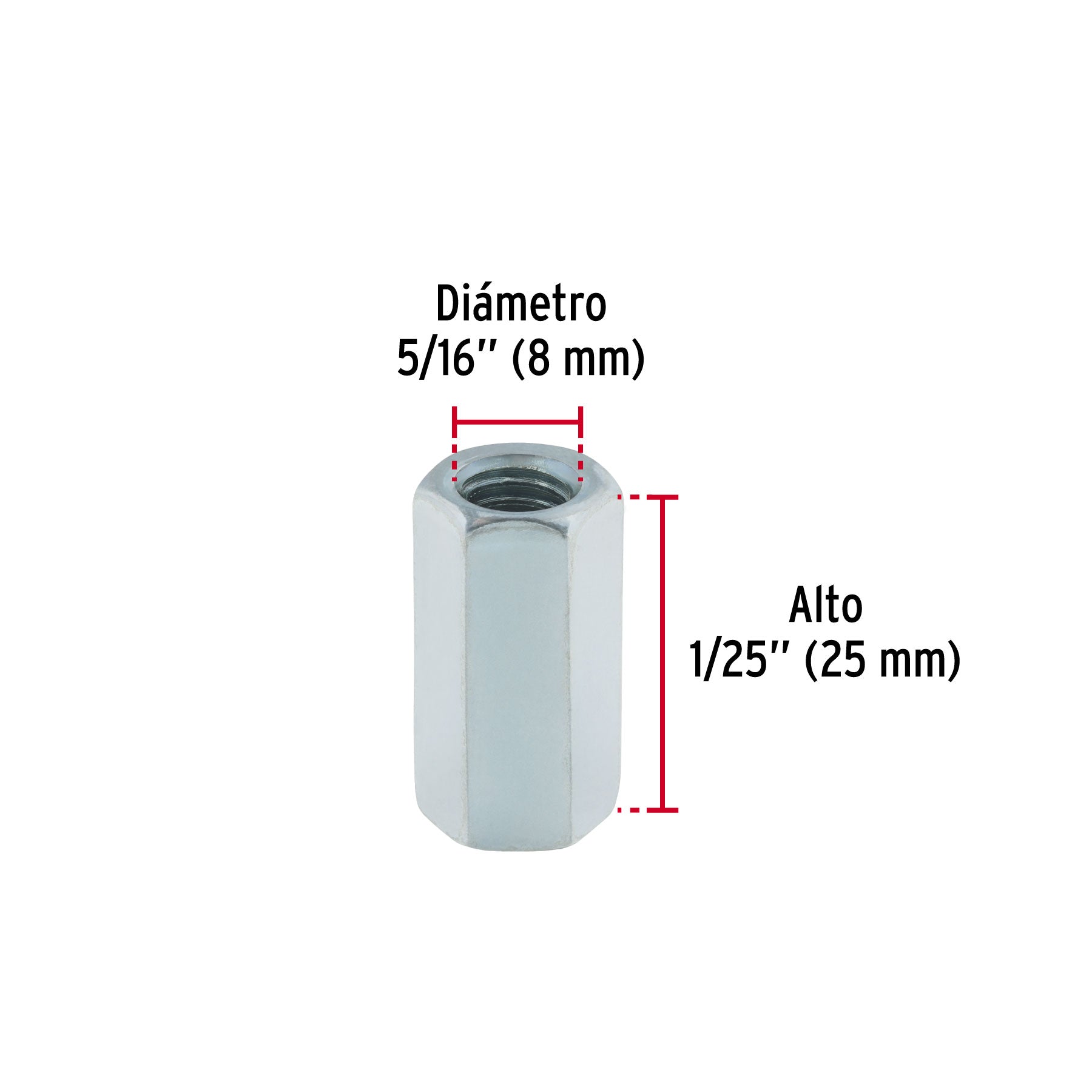 Bolsa con 5 tuercas cople, 5/16" acero galvanizado , FIERO