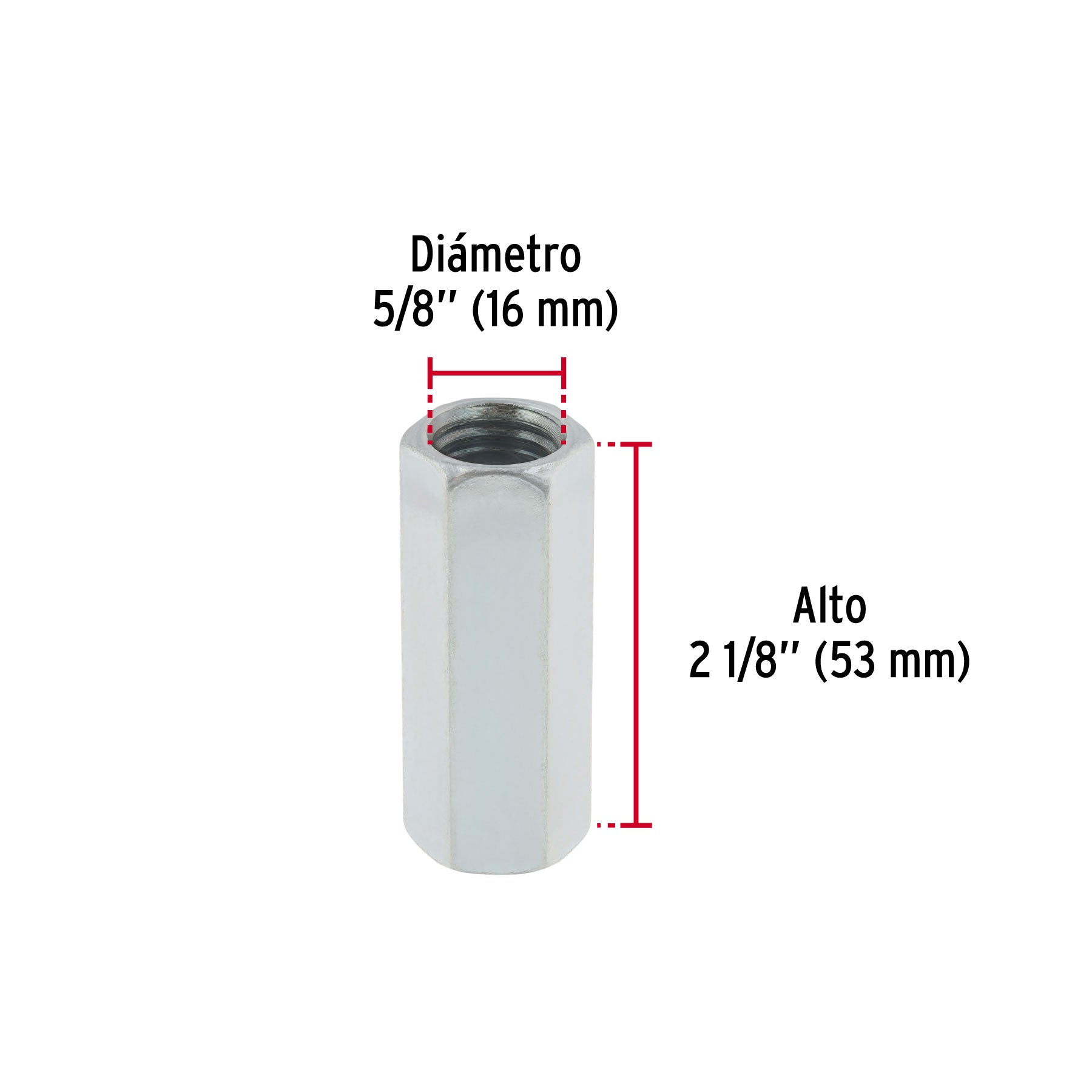 Bolsa con 5 tuercas cople, 5/8" acero galvanizado , FIERO