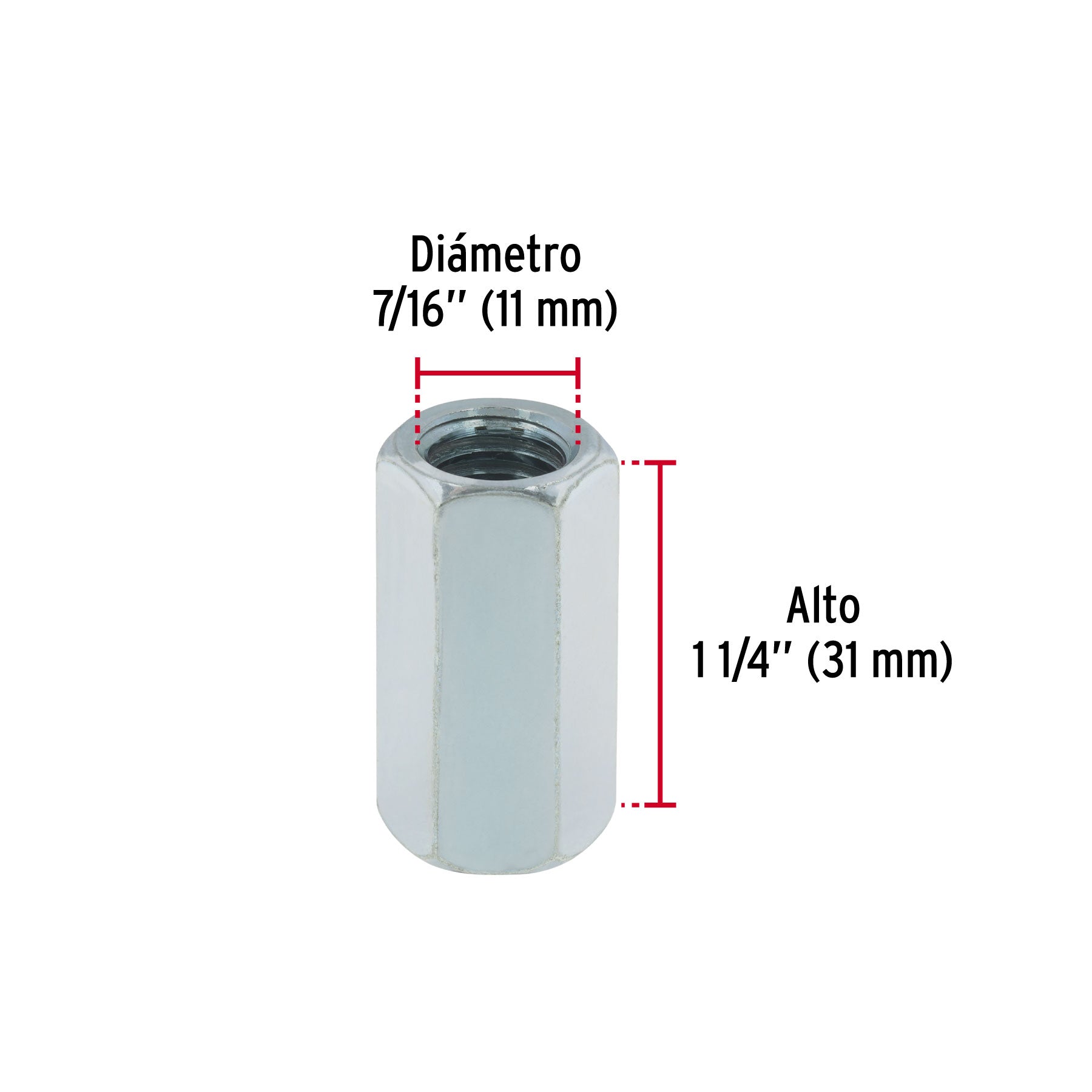 Bolsa con 5 tuercas cople, 7/16" acero galvanizado , FIERO