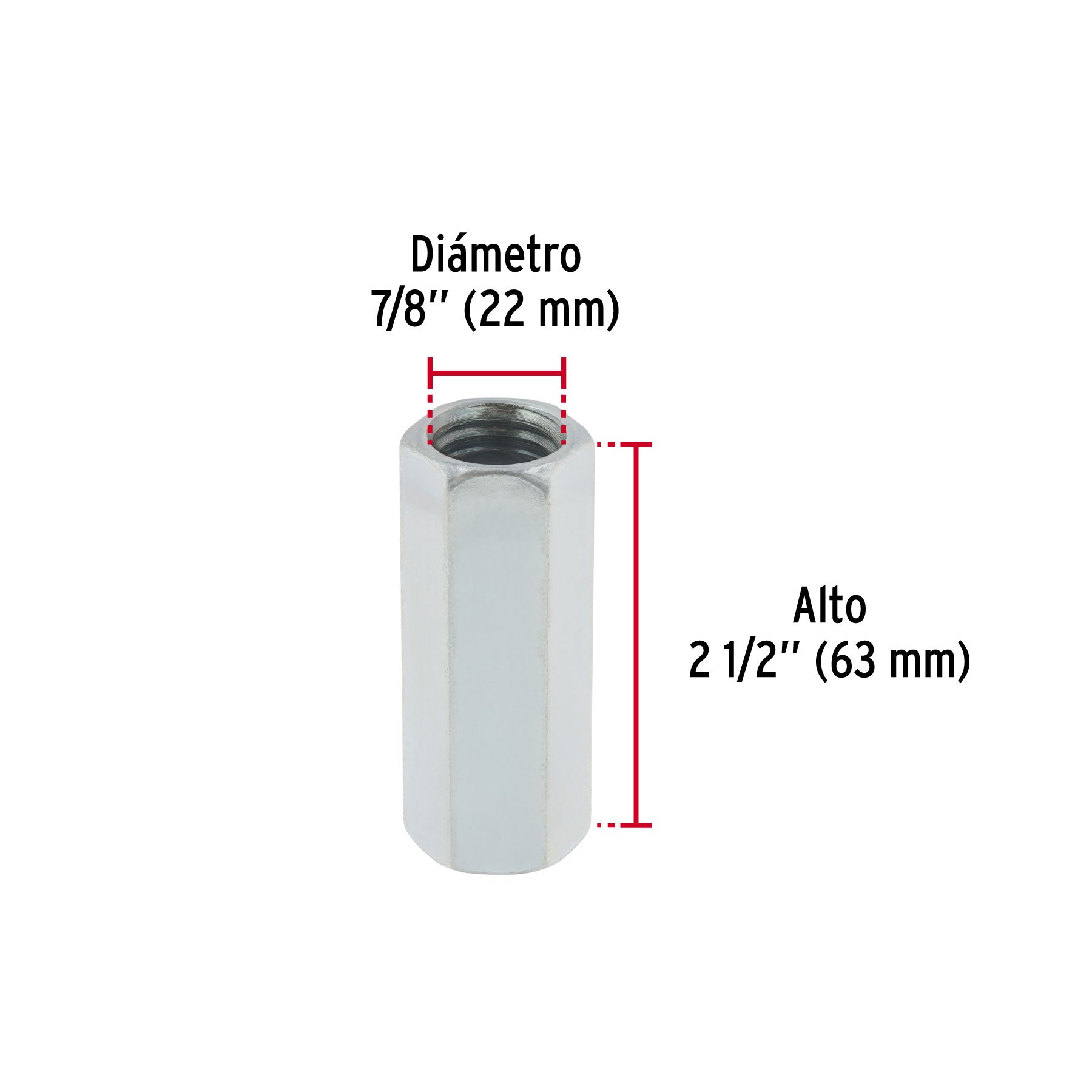 Bolsa con 2 tuercas cople, 7/8" acero galvanizado , FIERO