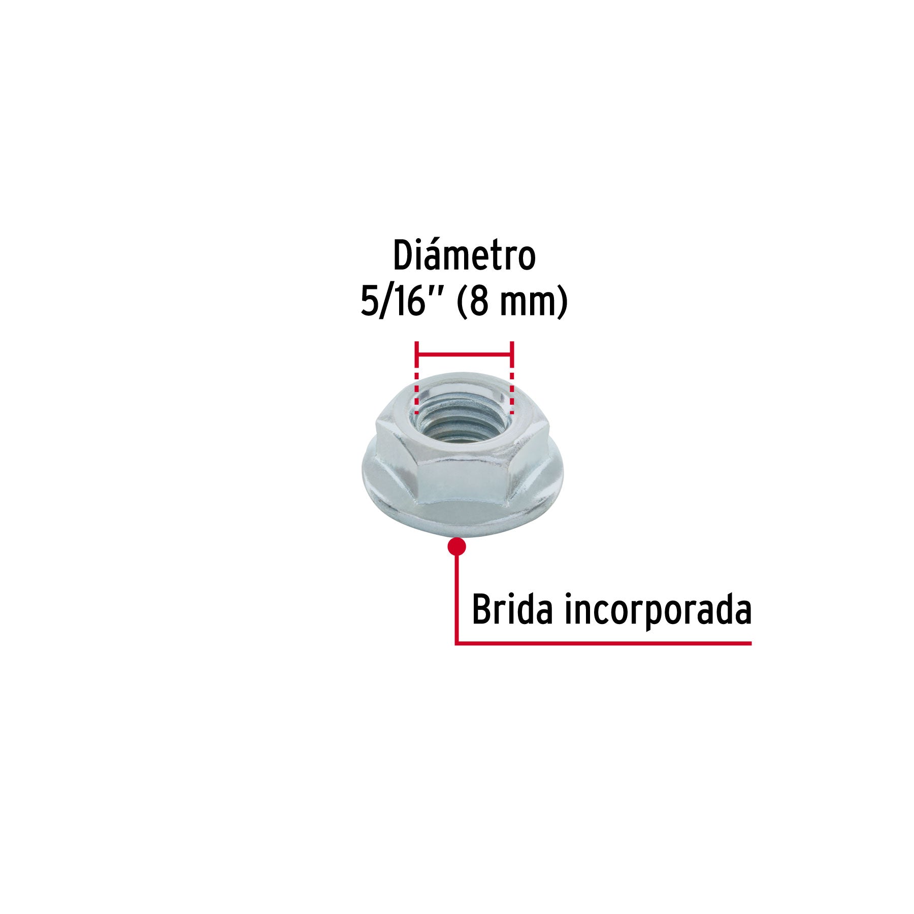 Bolsa con 75 tuercas flange, 5/16", acero galvanizado, FIERO