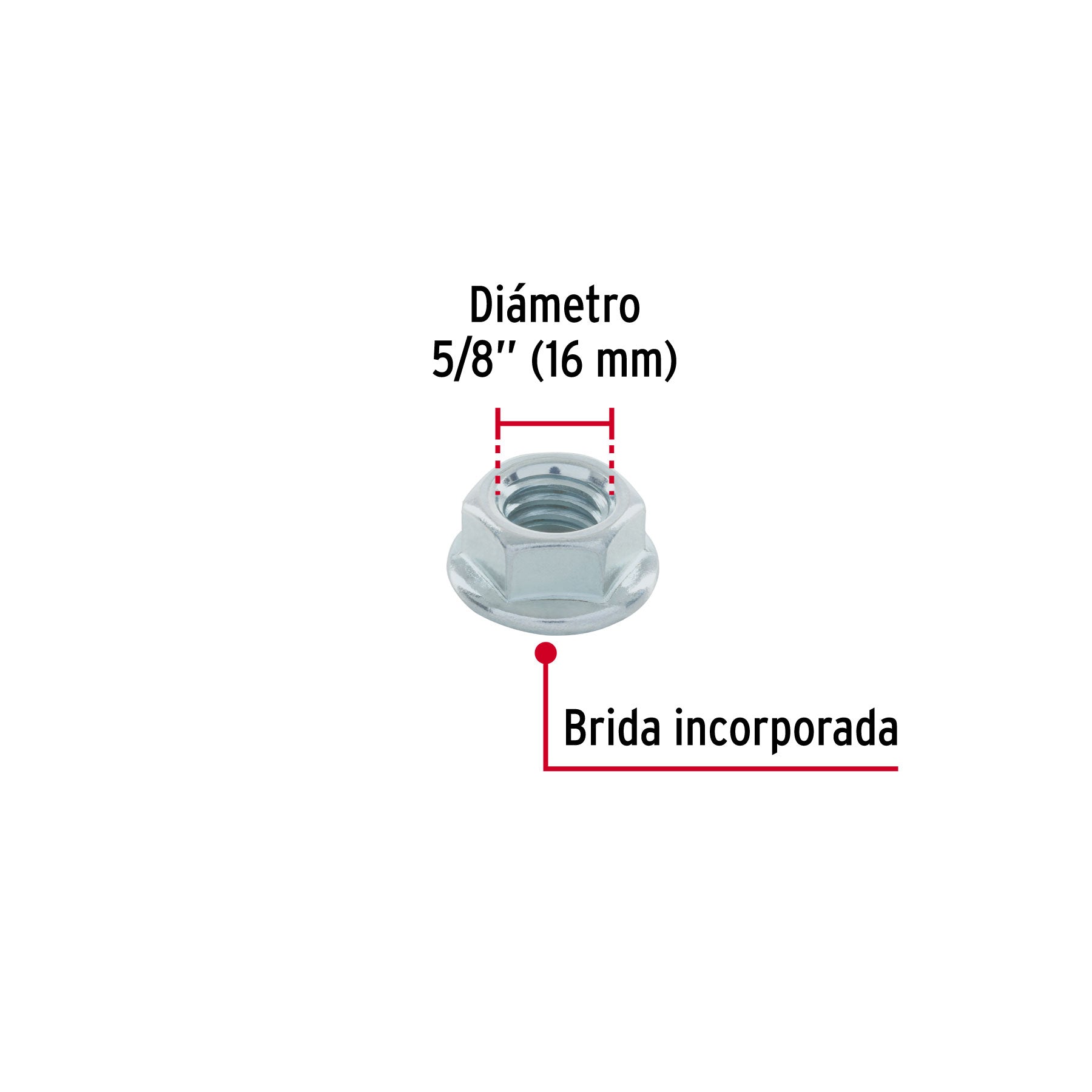 Bolsa con 15 tuercas flange, 5/8", acero galvanizado, FIERO