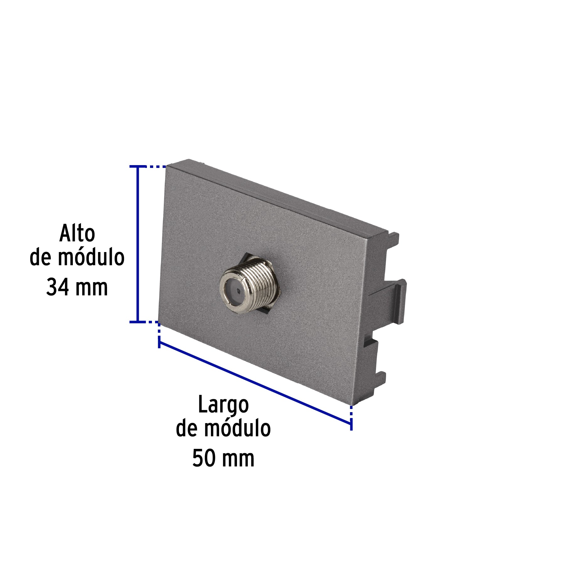 Toma de televisión acero inox de 1.5 módulos, línea Lisboa