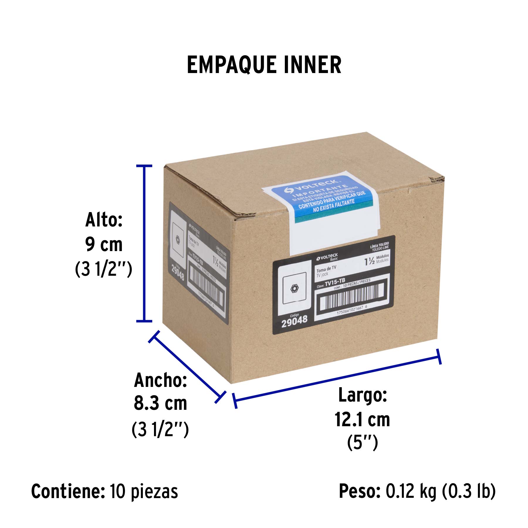 Toma de televisión de 1.5 módulos, línea Toledo, BASIC - Empaque