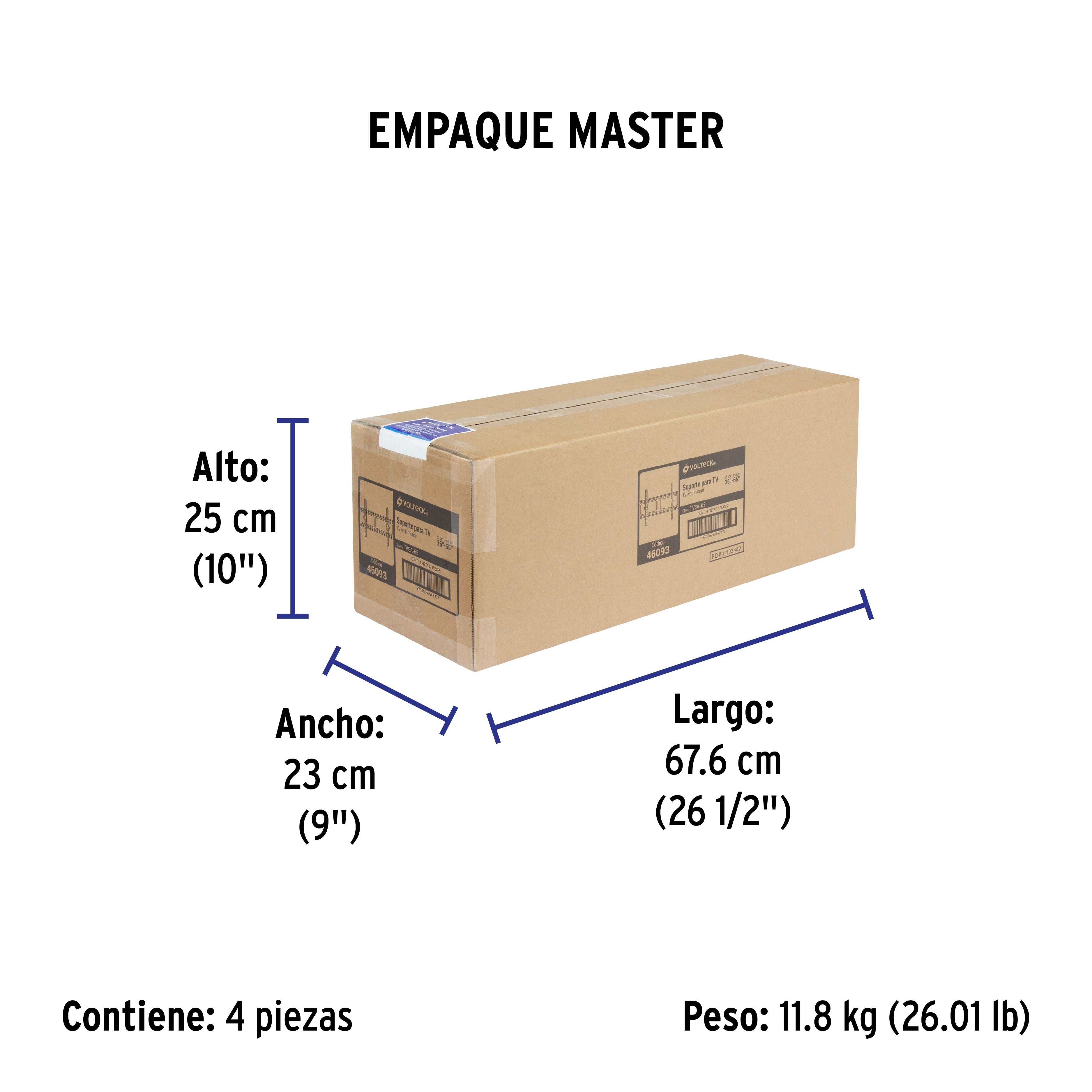 Soporte para pantallas de 26" a 65" con movimiento angular - Empaque
