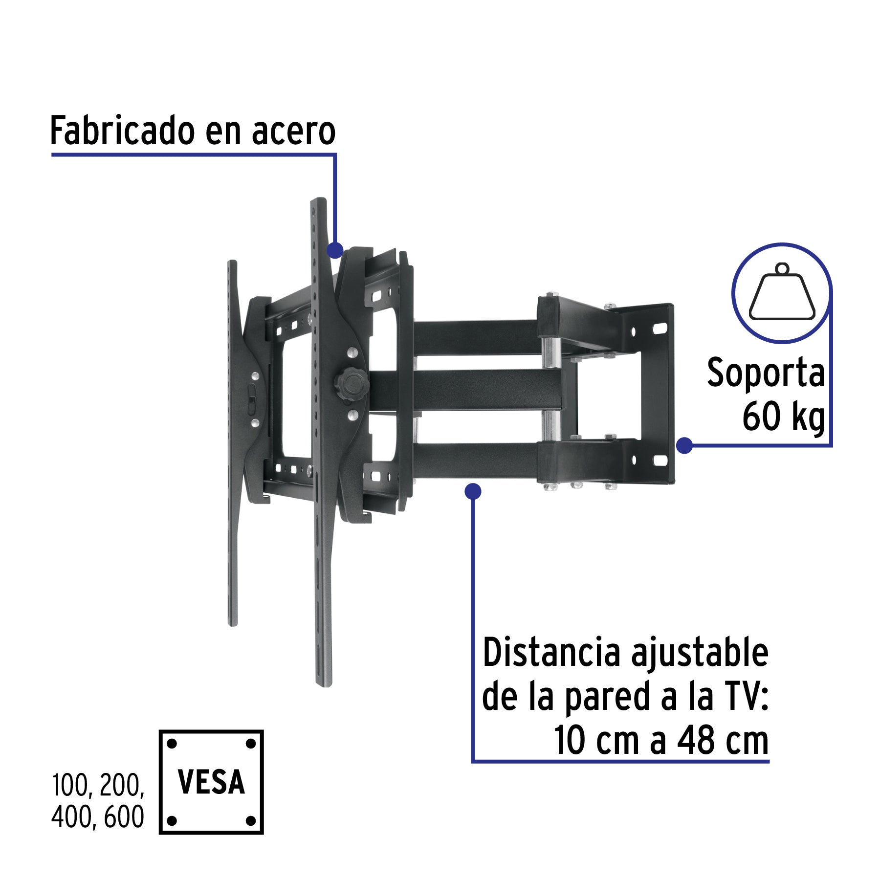 Soporte para pantallas 26" a 65" mov. angular y articulado