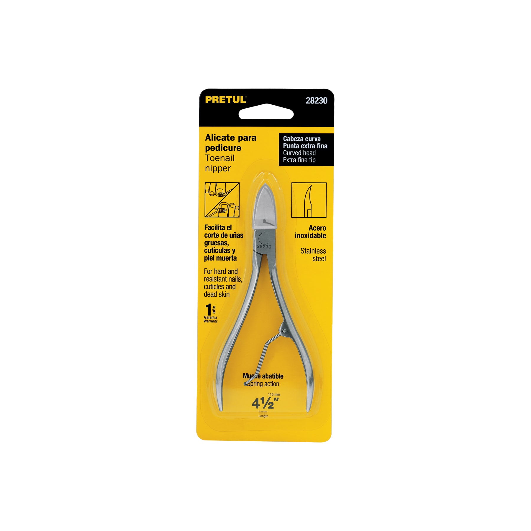 Alicate para pedicure 4-3/4", cabeza curva, extrafina,PRETUL