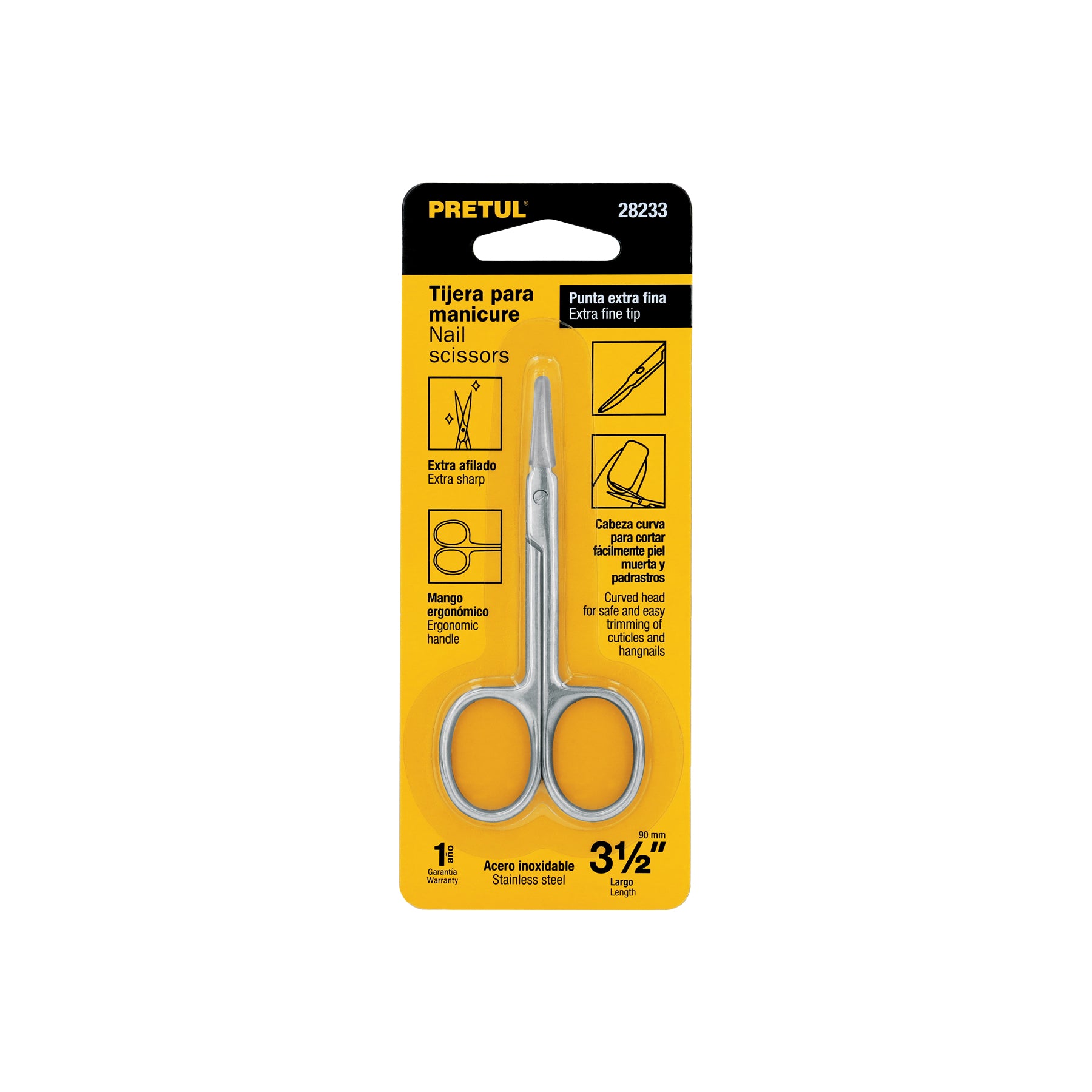 Tijera para manicure 3-1/2", punta extrafina, PRETUL