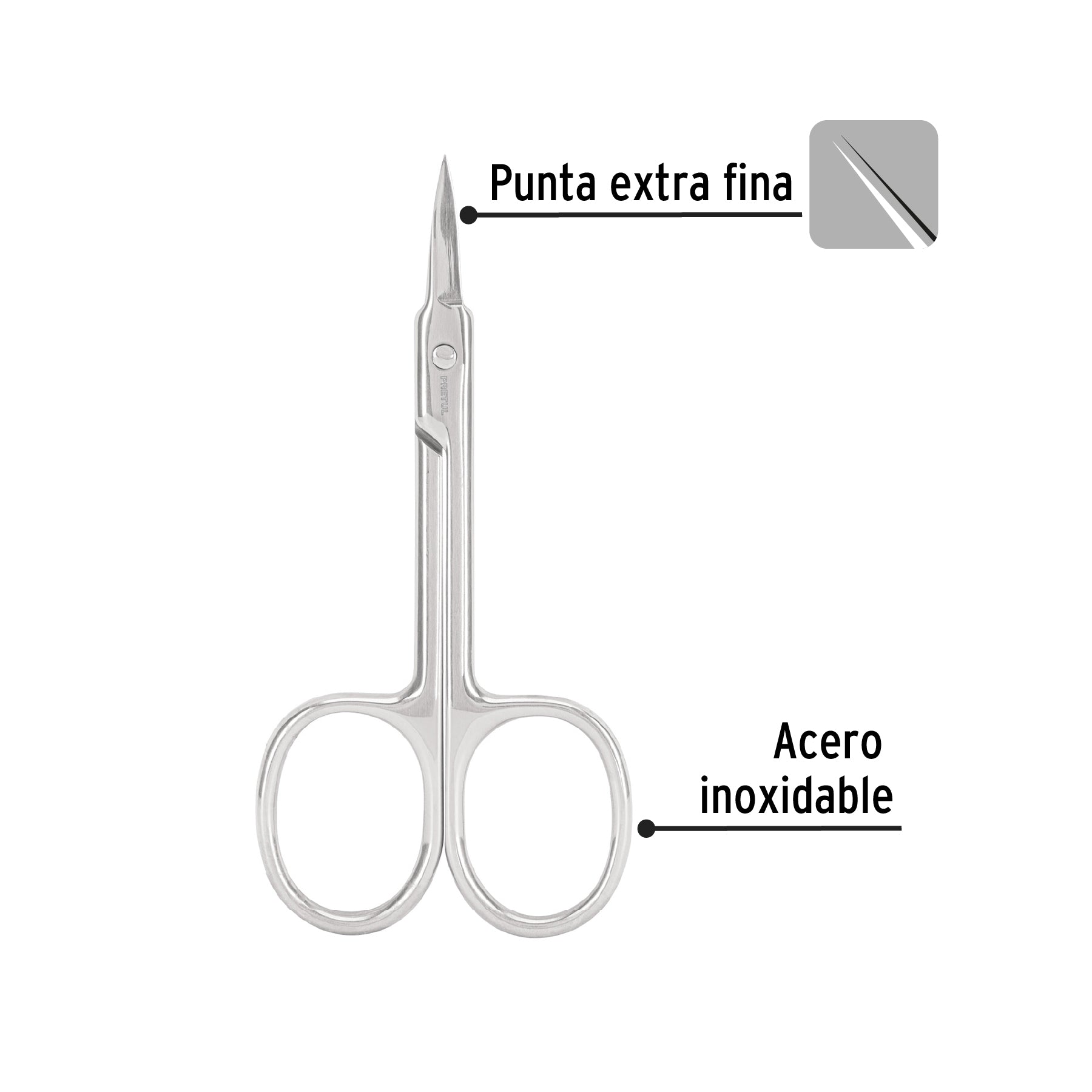 Tijera para manicure 3-1/2", punta extrafina, PRETUL