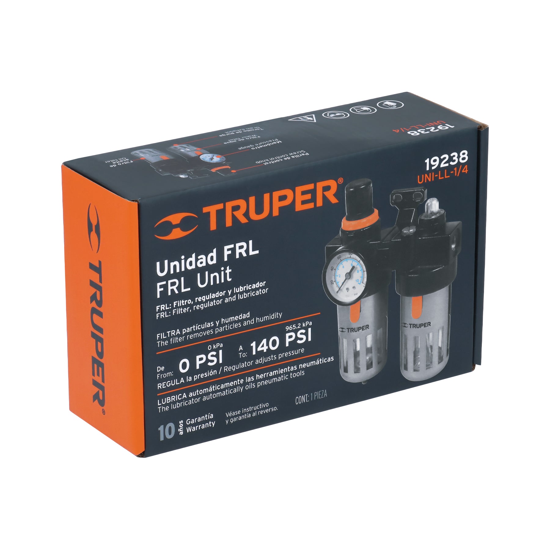 Filtro y regulador de aire con módulo de lubricación, TRUPER