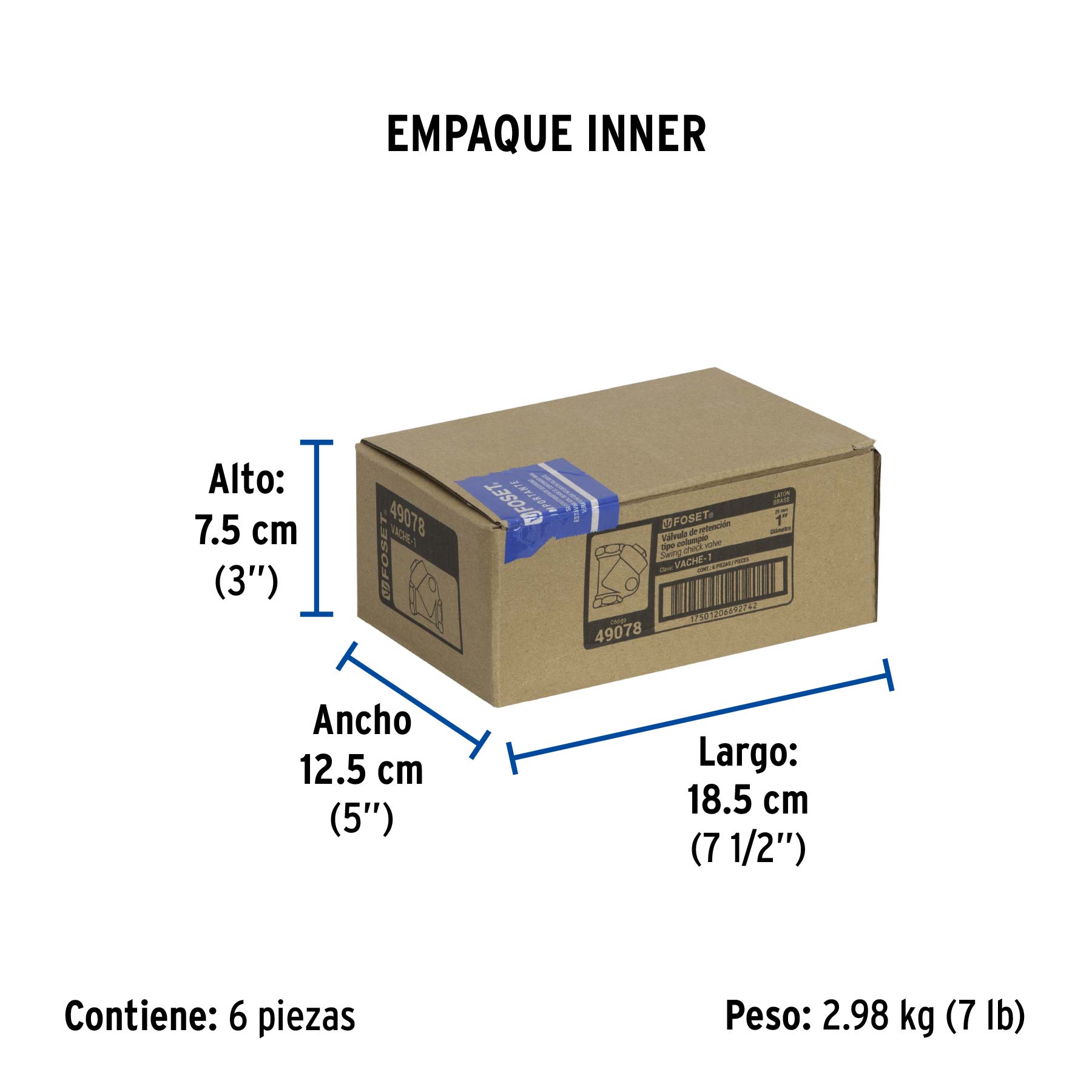 Válvula check de latón de 1", FOSET - Empaque