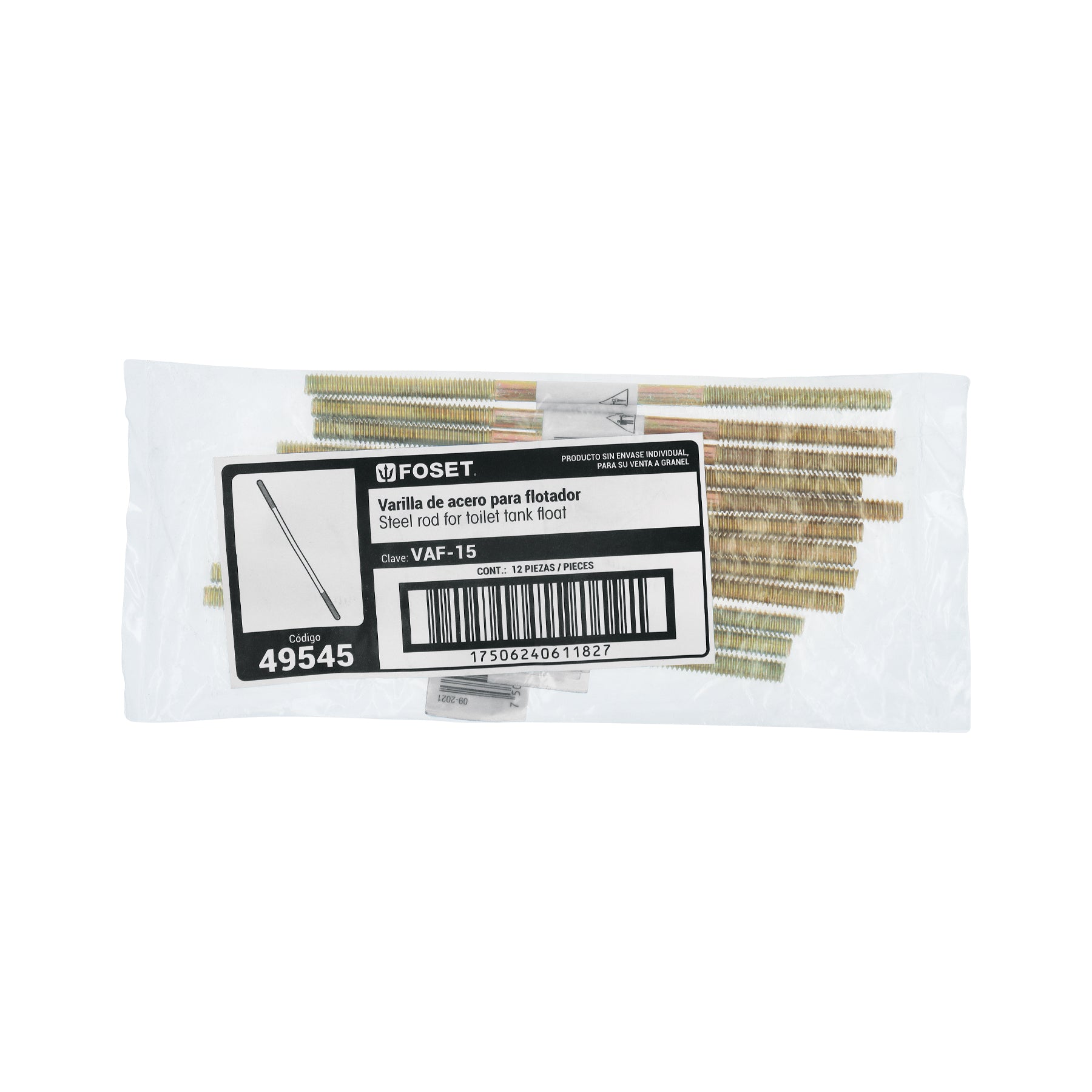 Varilla de acero de 15 cm para flotador, FOSET
