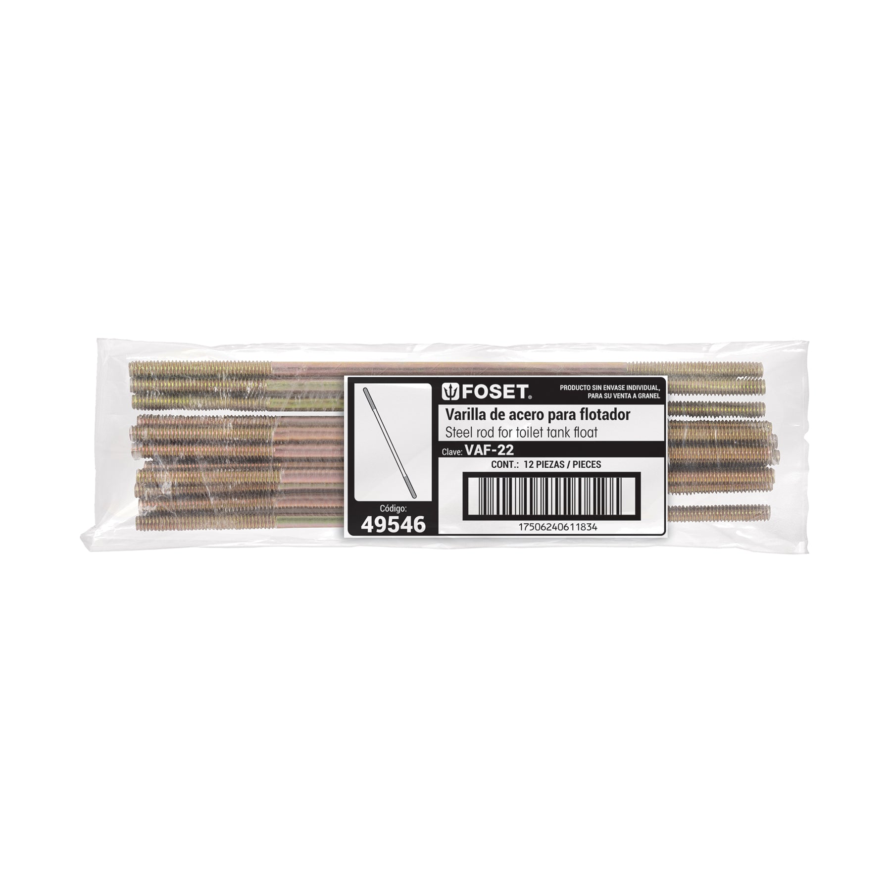 Varilla de acero de 22 cm para flotador, FOSET