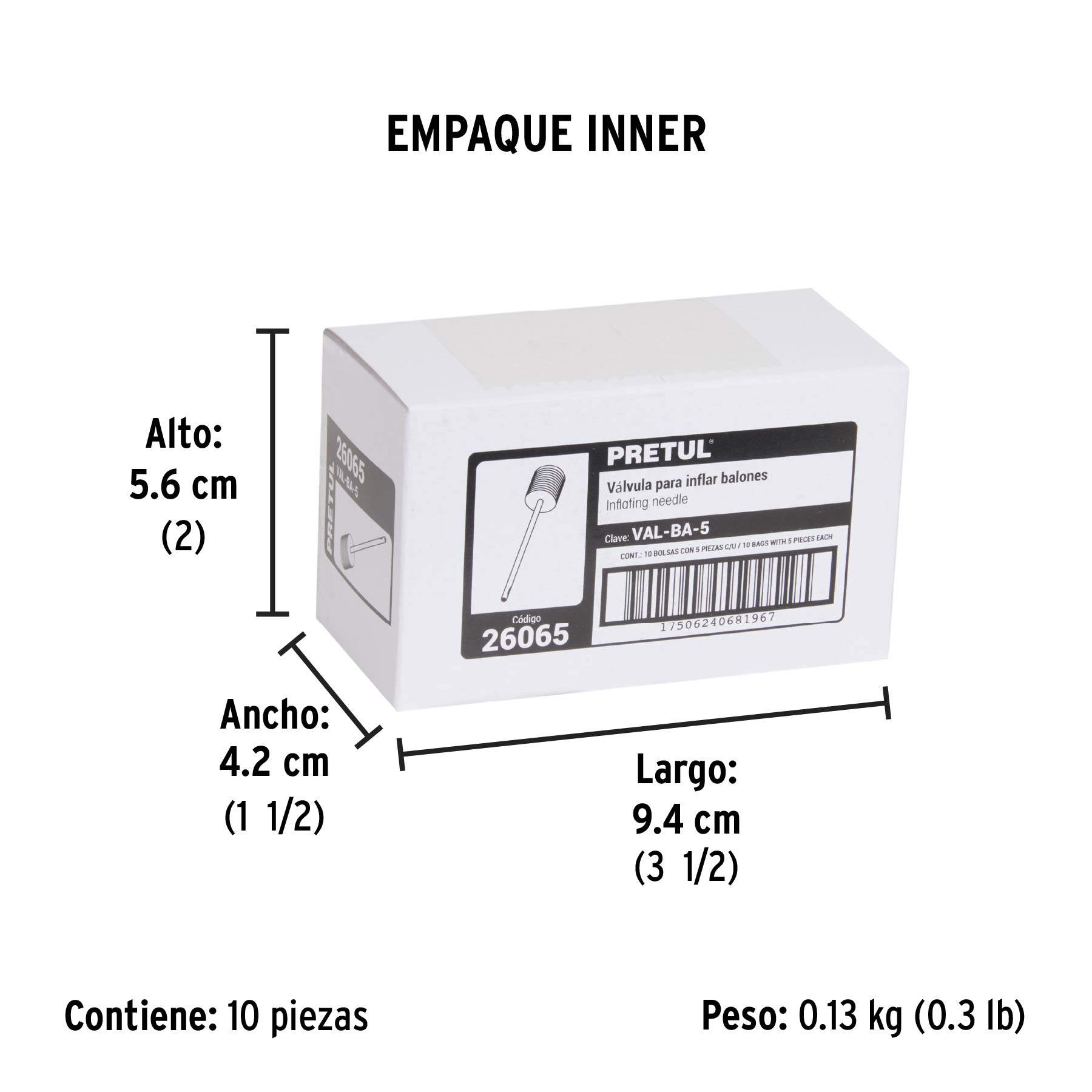 Bolsa con 5 válvulas para inflar balones, PRETUL - Empaque