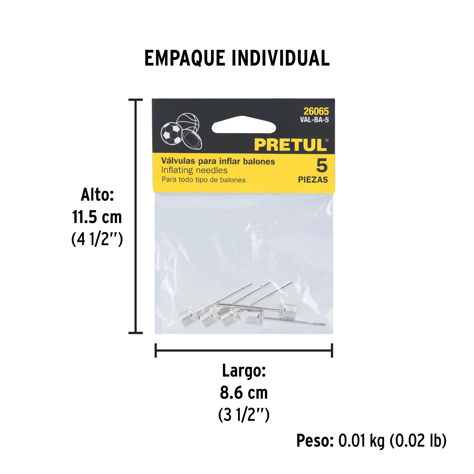 Bolsa con 5 válvulas para inflar balones, PRETUL - Empaque