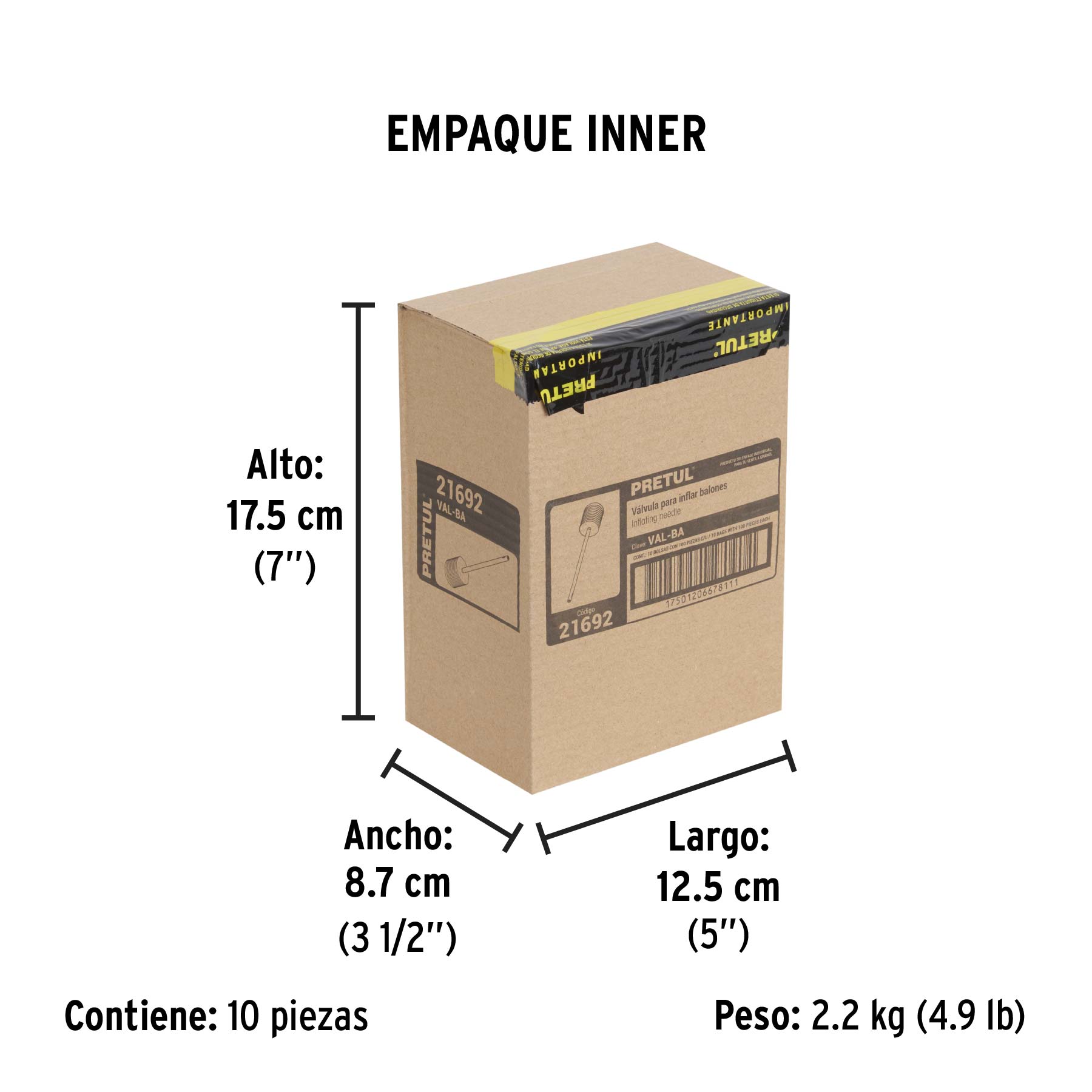 Bolsa con 100 válvulas para inflar balones, PRETUL - Empaque