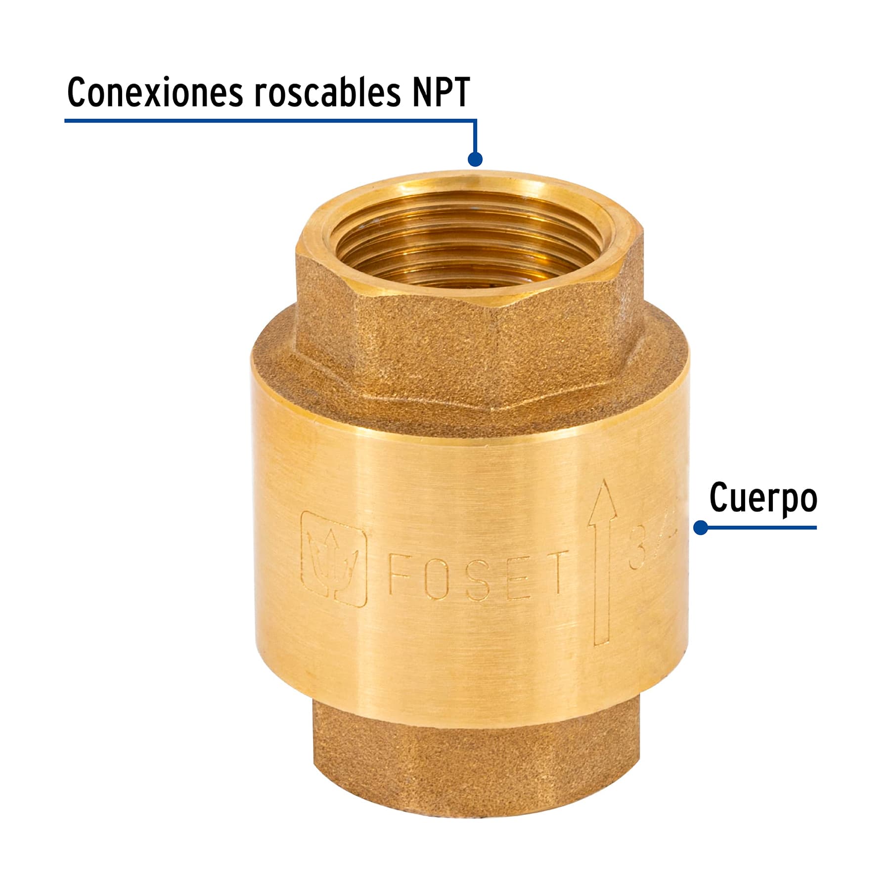 Válvula de retención de latón de 3/4", FOSET