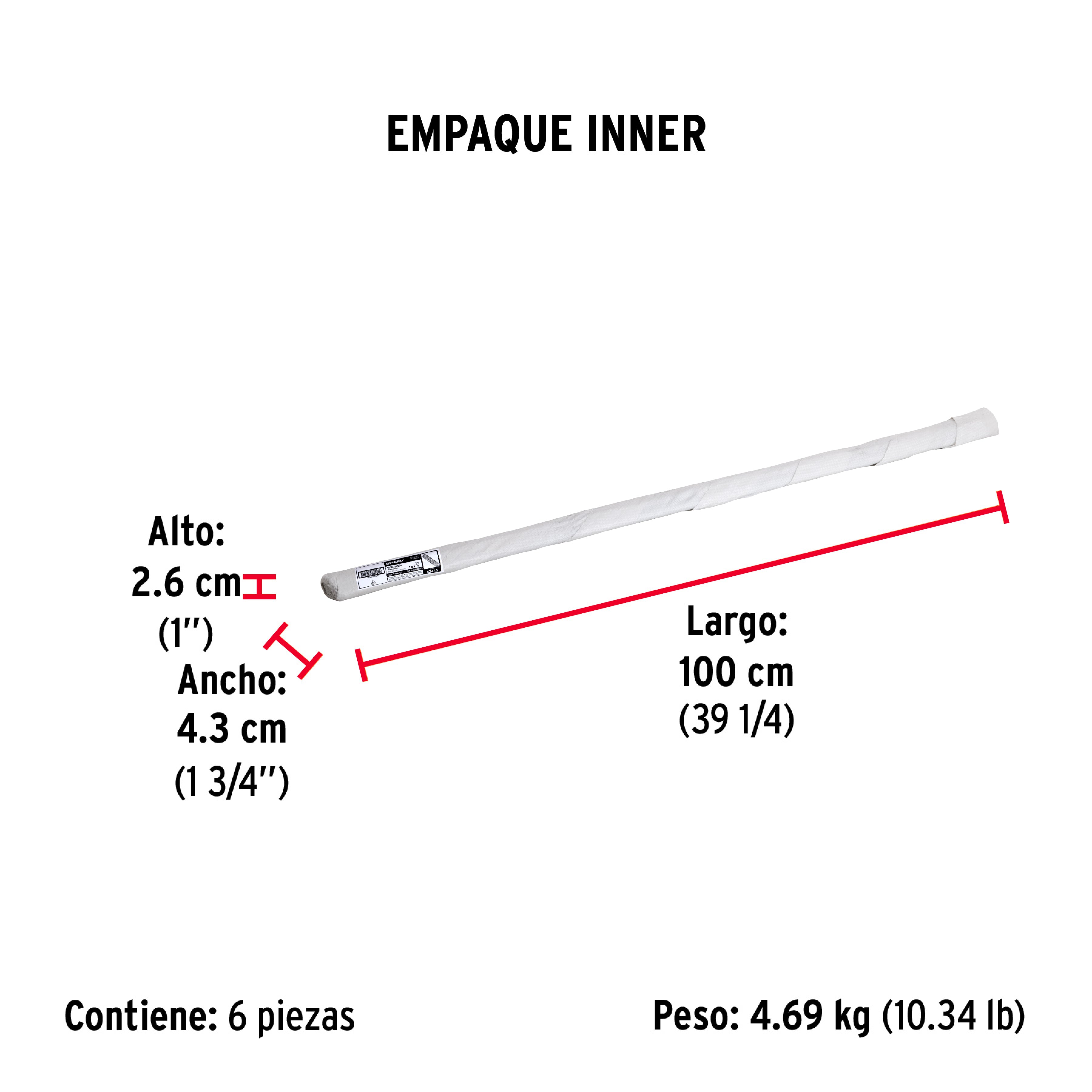 Varilla roscada de 1 m x 1/2", FIERO - Empaque