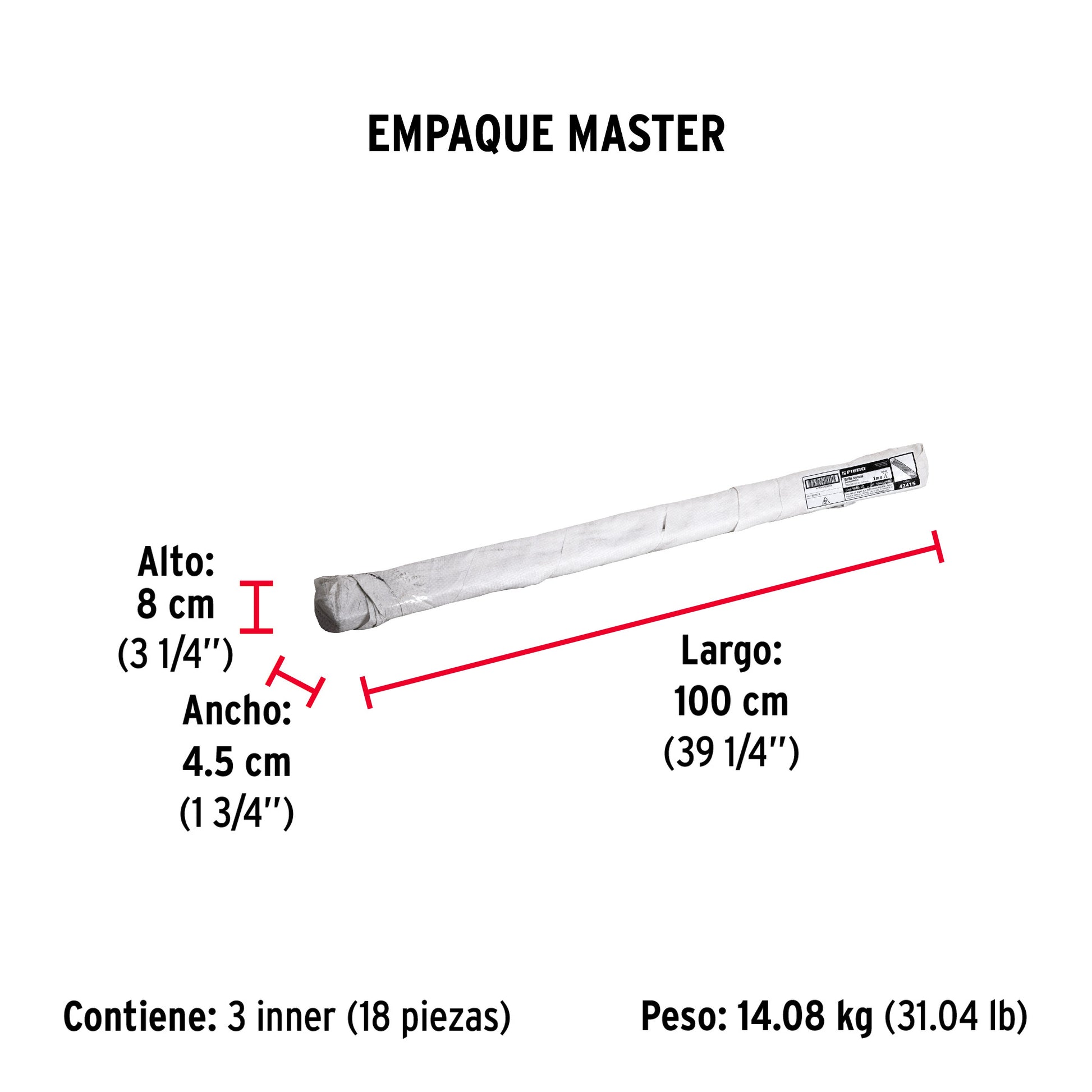 Varilla roscada de 1 m x 1/2", FIERO - Empaque