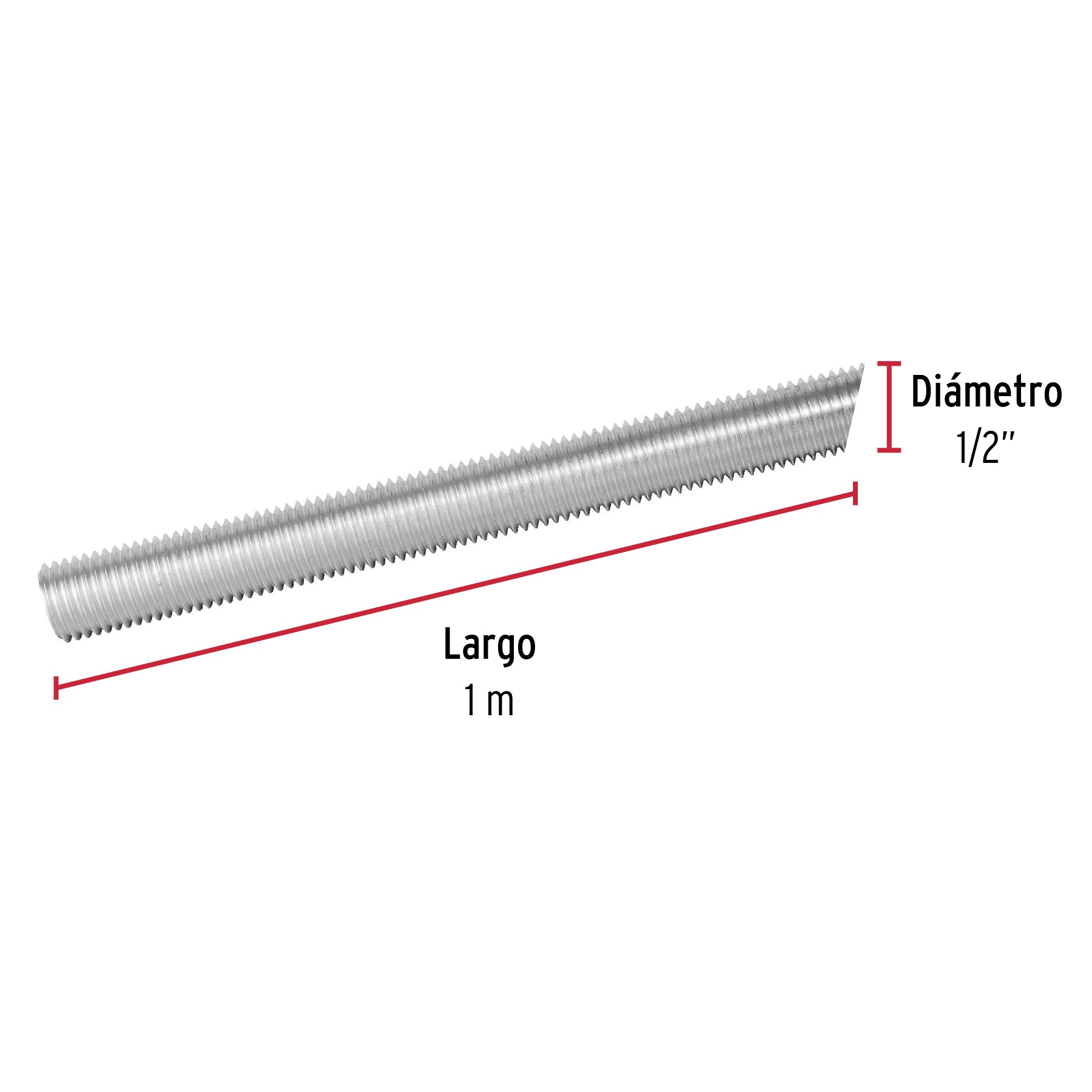 Varilla roscada de 1 m x 1/2", FIERO