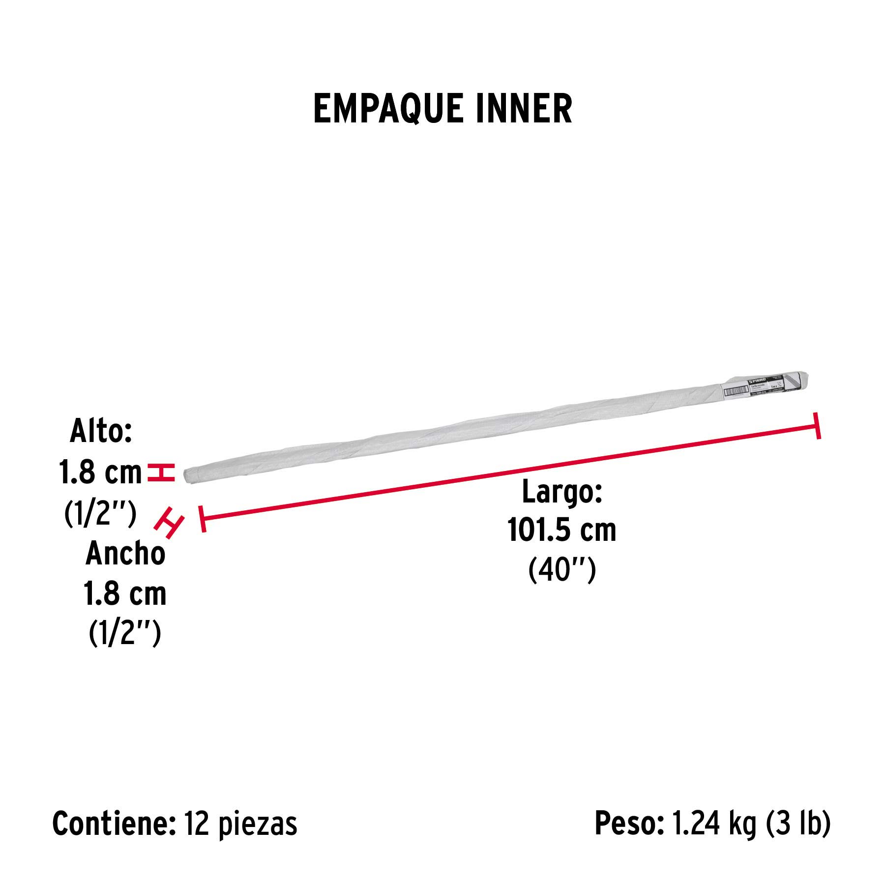 Varilla roscada de 1 m x 3/16", FIERO - Empaque