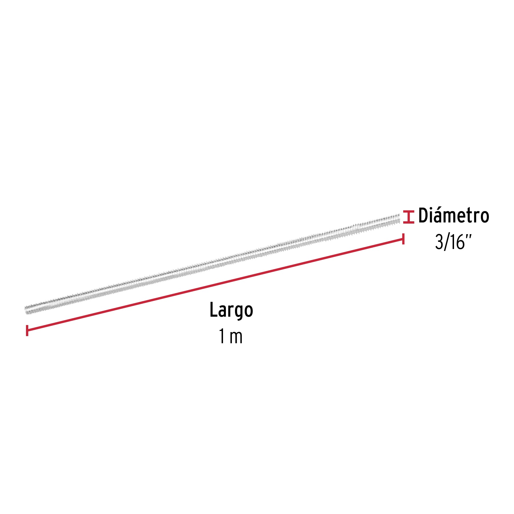 Varilla roscada de 1 m x 3/16", FIERO