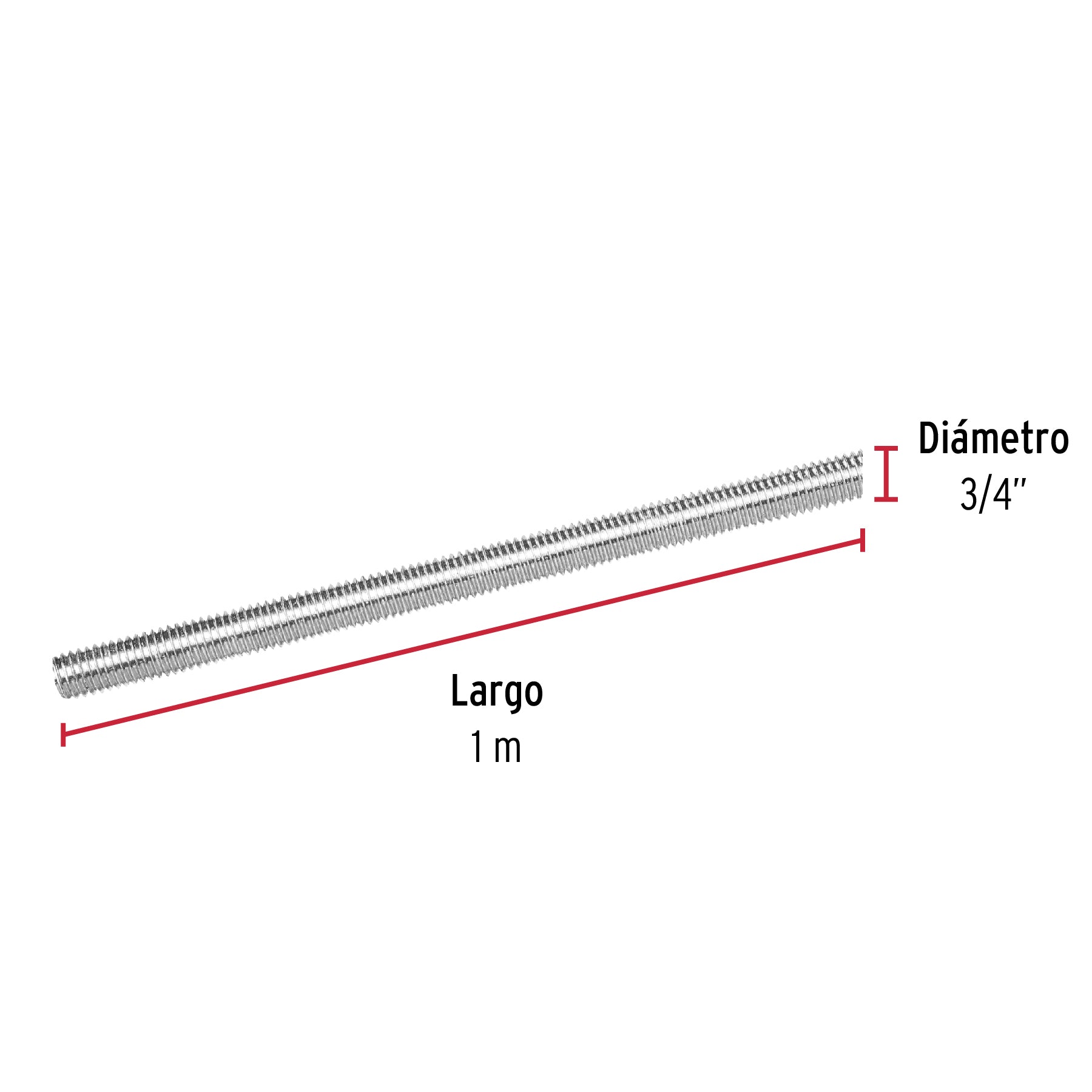 Varilla roscada de 1 m x 3/4", FIERO