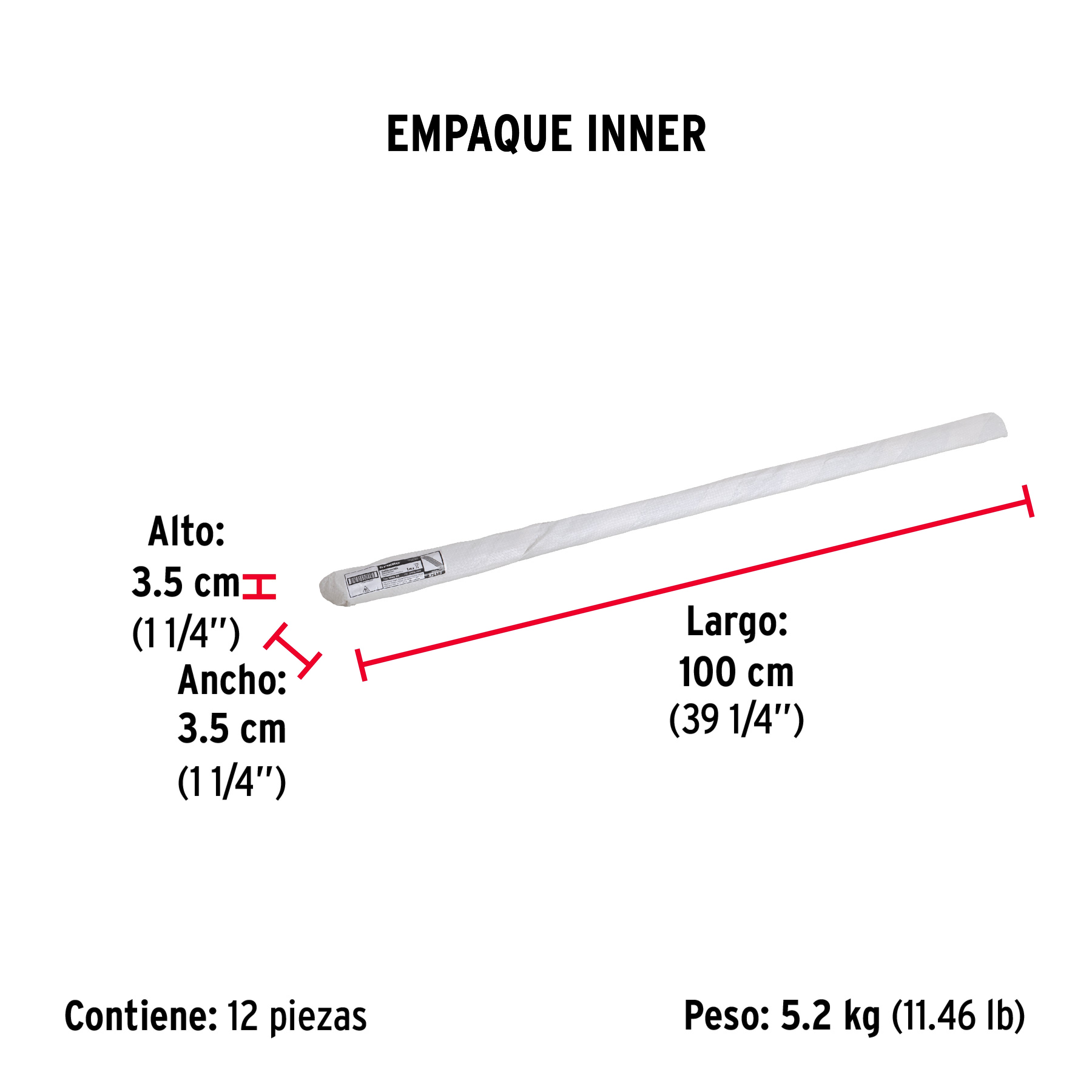 Varilla roscada de 1 m x 3/8", FIERO - Empaque