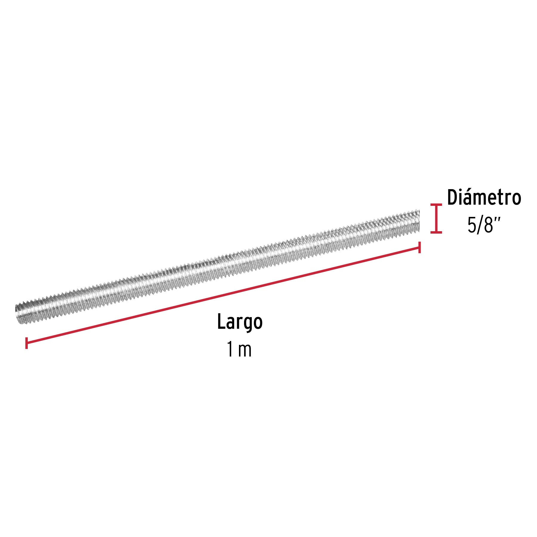 Varilla roscada de 1 m x 5/8", FIERO