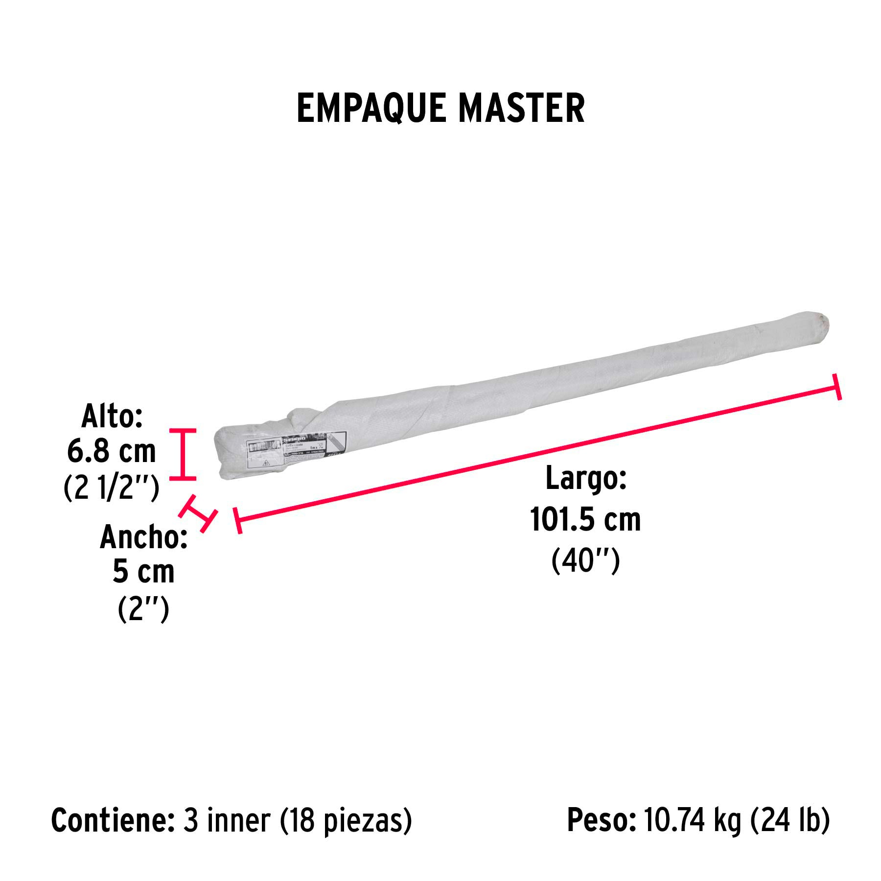 Varilla roscada de 1 m x 7/16", FIERO - Empaque