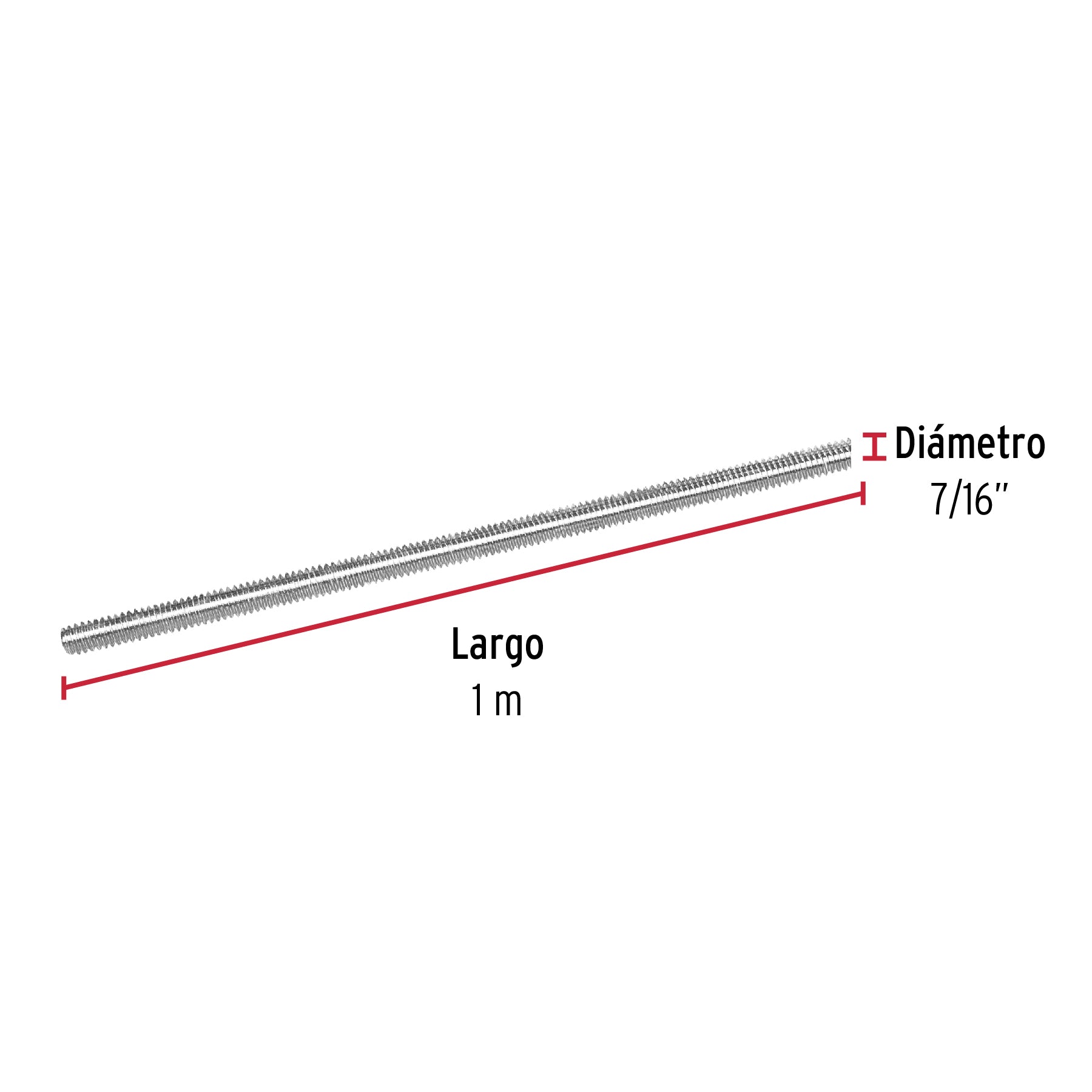 Varilla roscada de 1 m x 7/16", FIERO