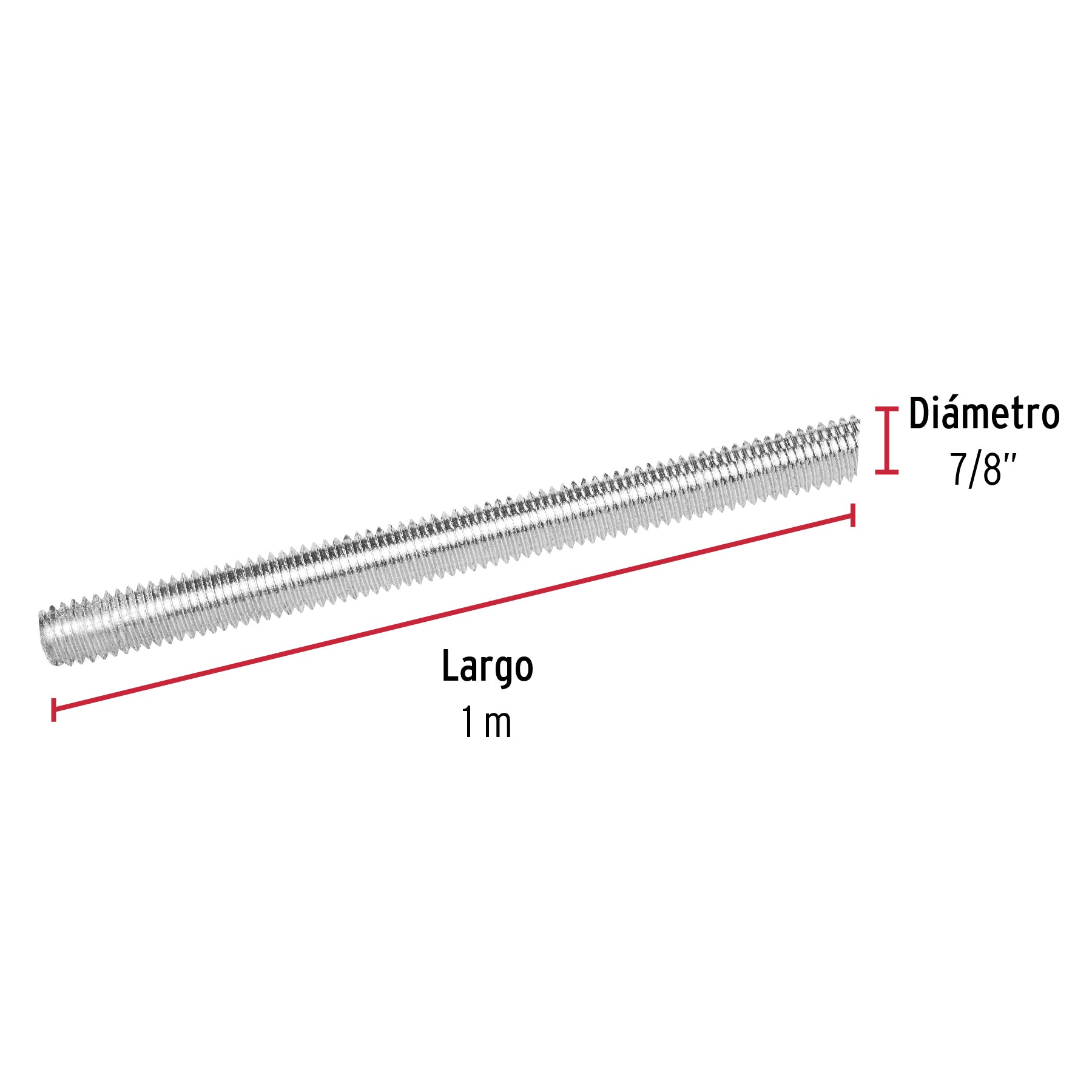 Varilla roscada de 1 m x 7/8", FIERO