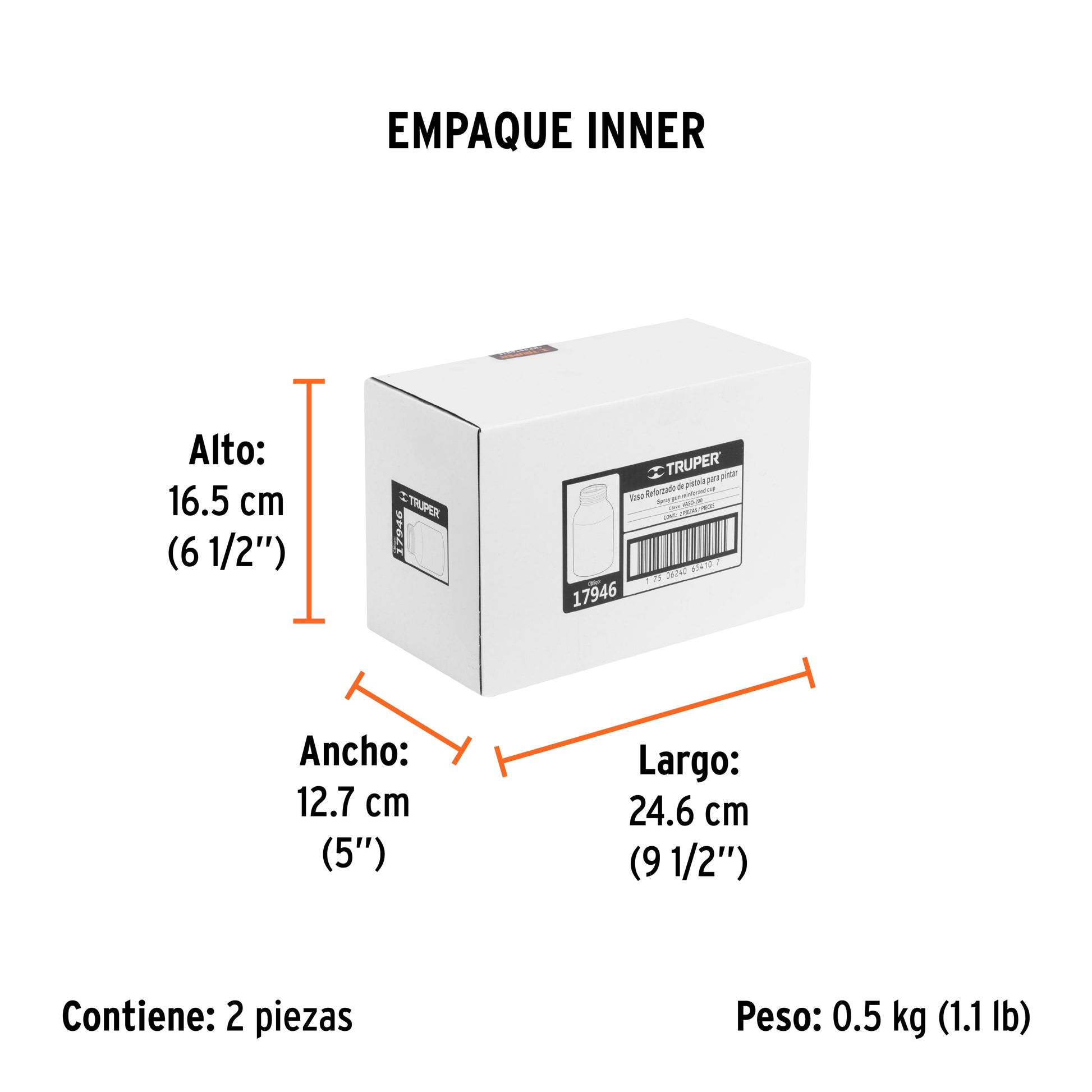 Vaso aluminio de repuesto para PIPI-200/210, TRUPER - Empaque