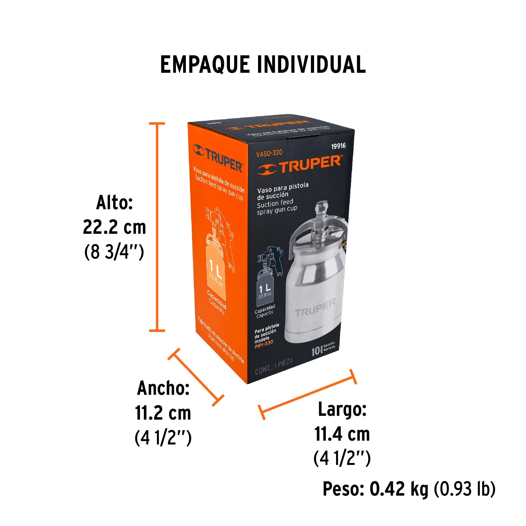 Vaso aluminio de repuesto para PIPI-330, TRUPER - Empaque