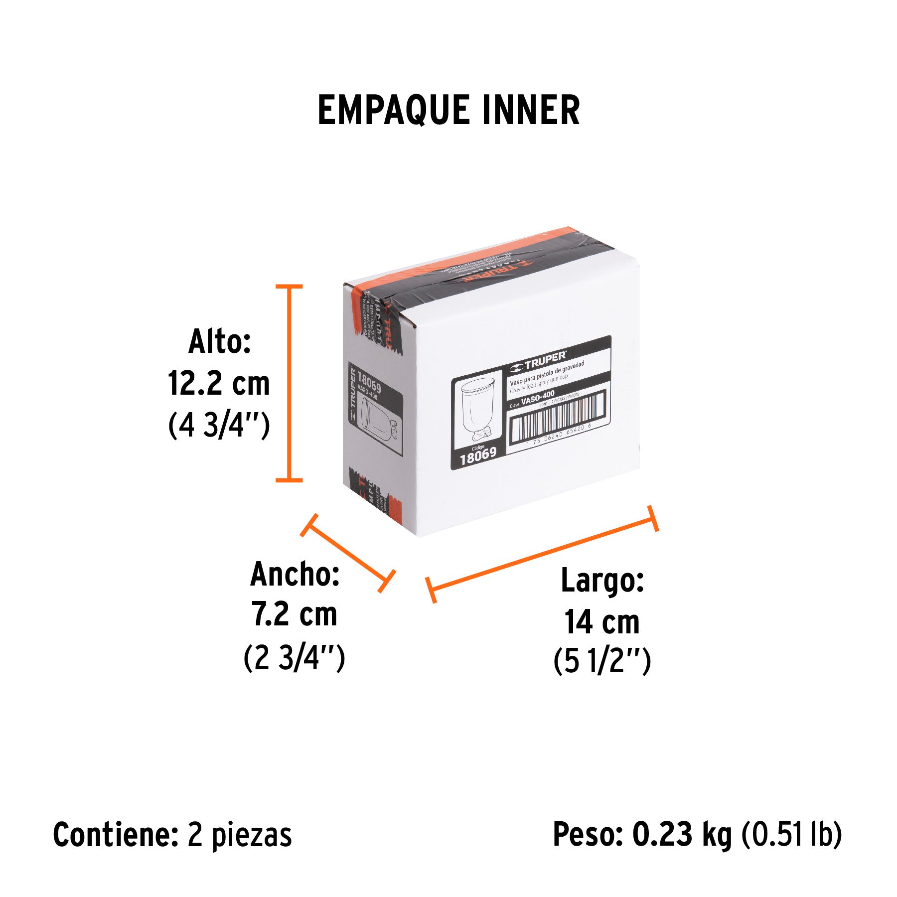 Vaso aluminio de repuesto para PIPI-400, TRUPER - Empaque